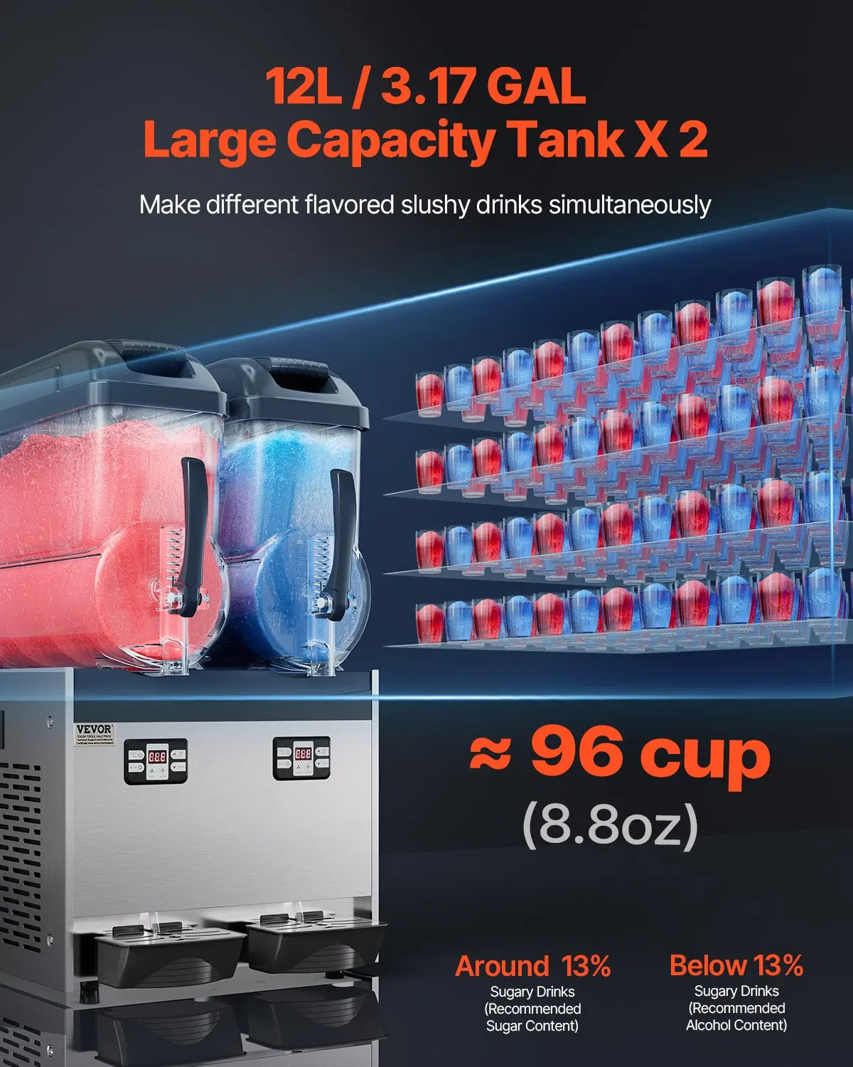 Commercial Slushy Machine Tank Margarita Maker Stainless Steel Smoothie Frozen Drink Maker for Supermarkets Cafes Bars