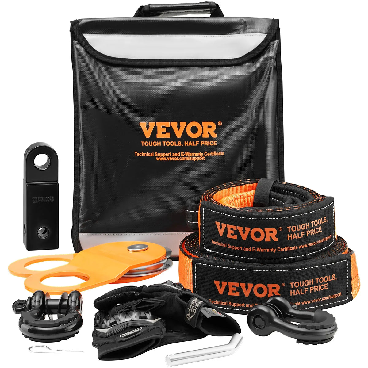 Off-Road Recovery Kit, 3" x 30',Heavy Duty Winch Recovery Kit with 30000 lbs Tow Straps, 44092 lbs D-Ring Shackles for Car
