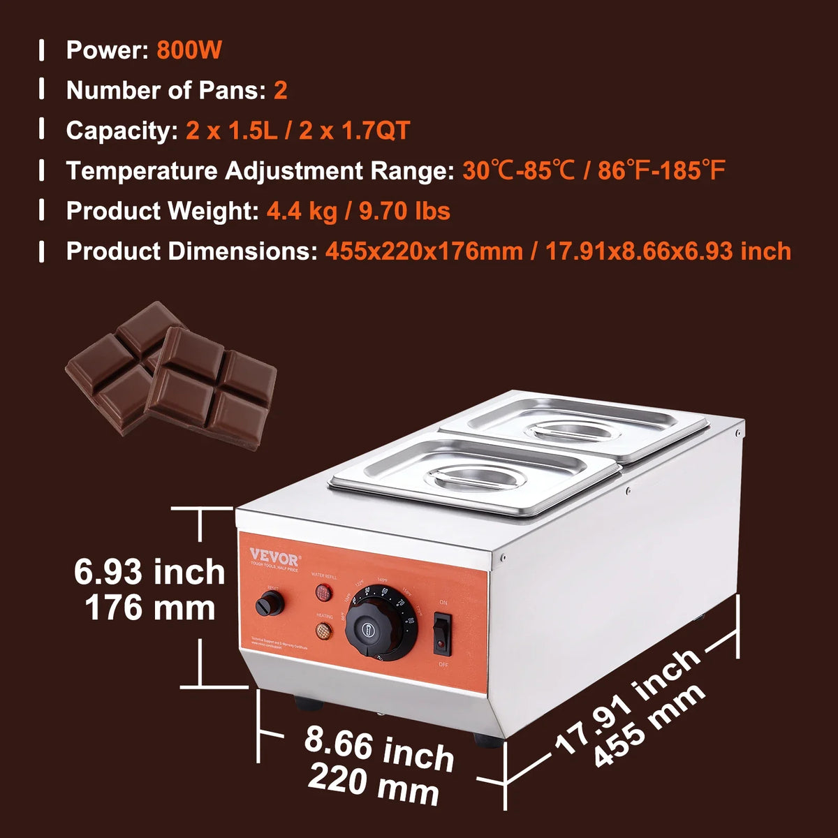 Chocolate Tempering Machine,Stainless Steel Electric Commercial Food Warmer For Chocolate/Milk/Cream Melting and Heating