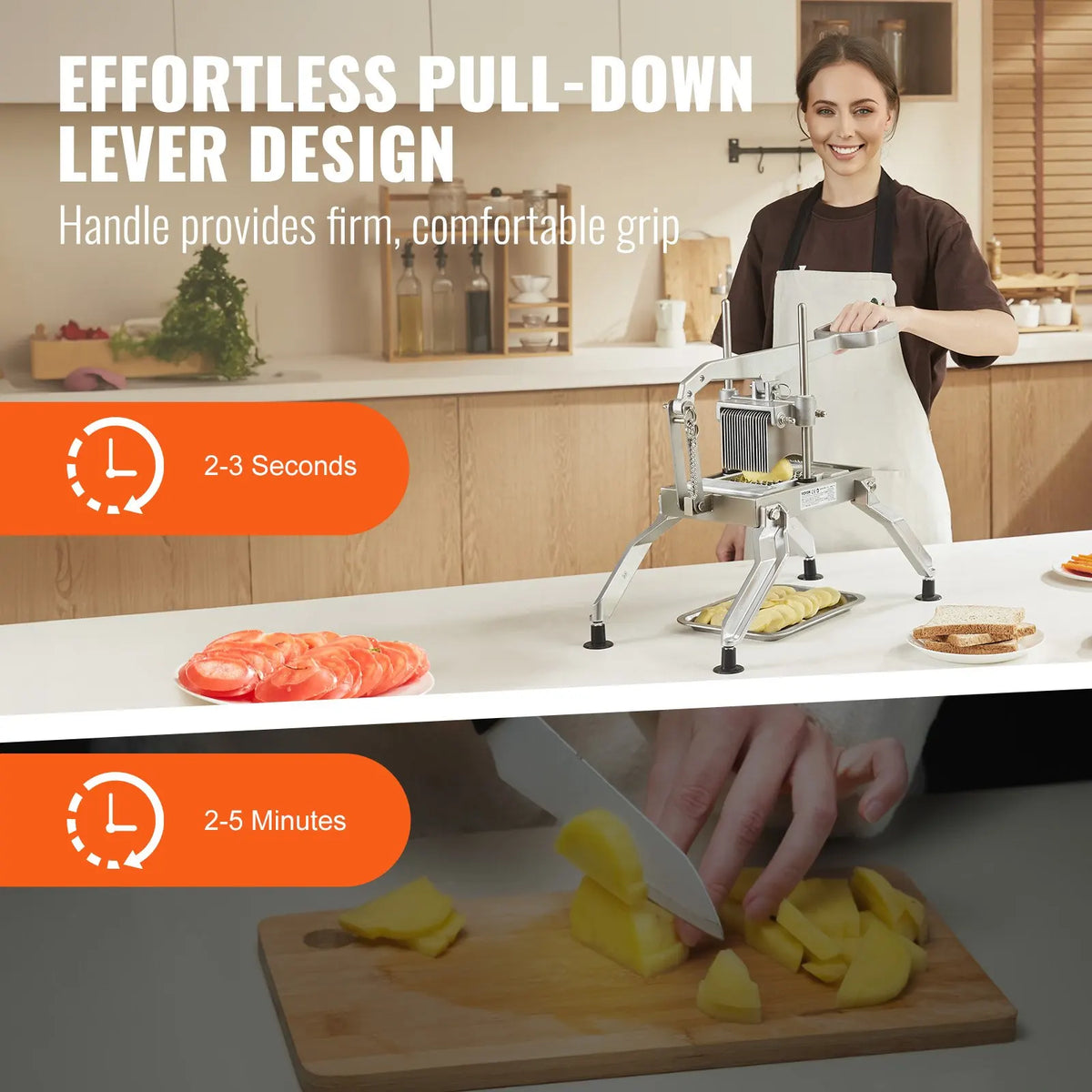 Commercial Vegetable Slicer,Fruit Heavy Duty Professional Food Dicer,Manual Stainless Steel Vegetable Cutter,for Potatoes