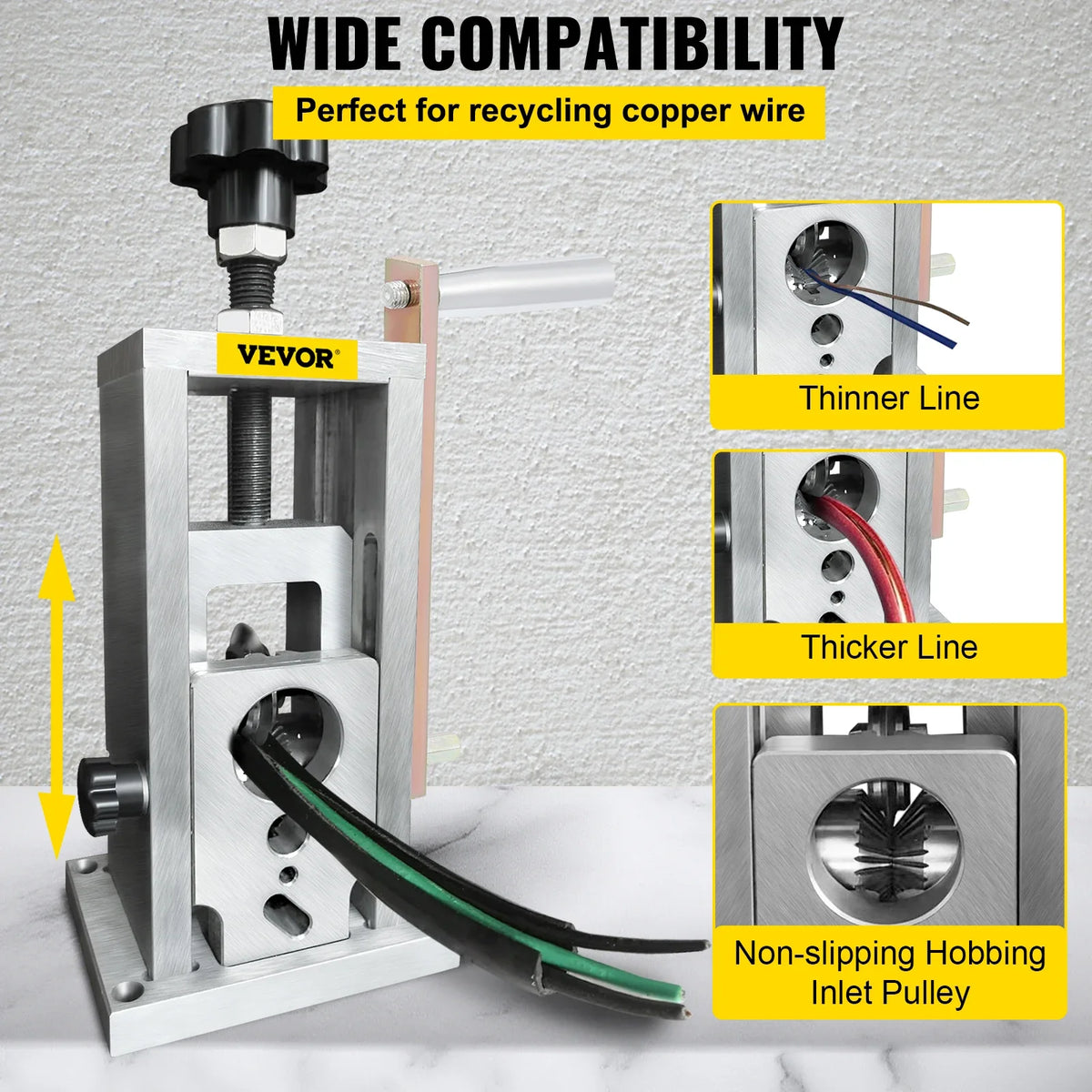 Wire Stripping Machine, 1.5-40 mm Drill Powered, Manual Copper Stripper w Heat Treated Steel Ultra Long Lasting Blade