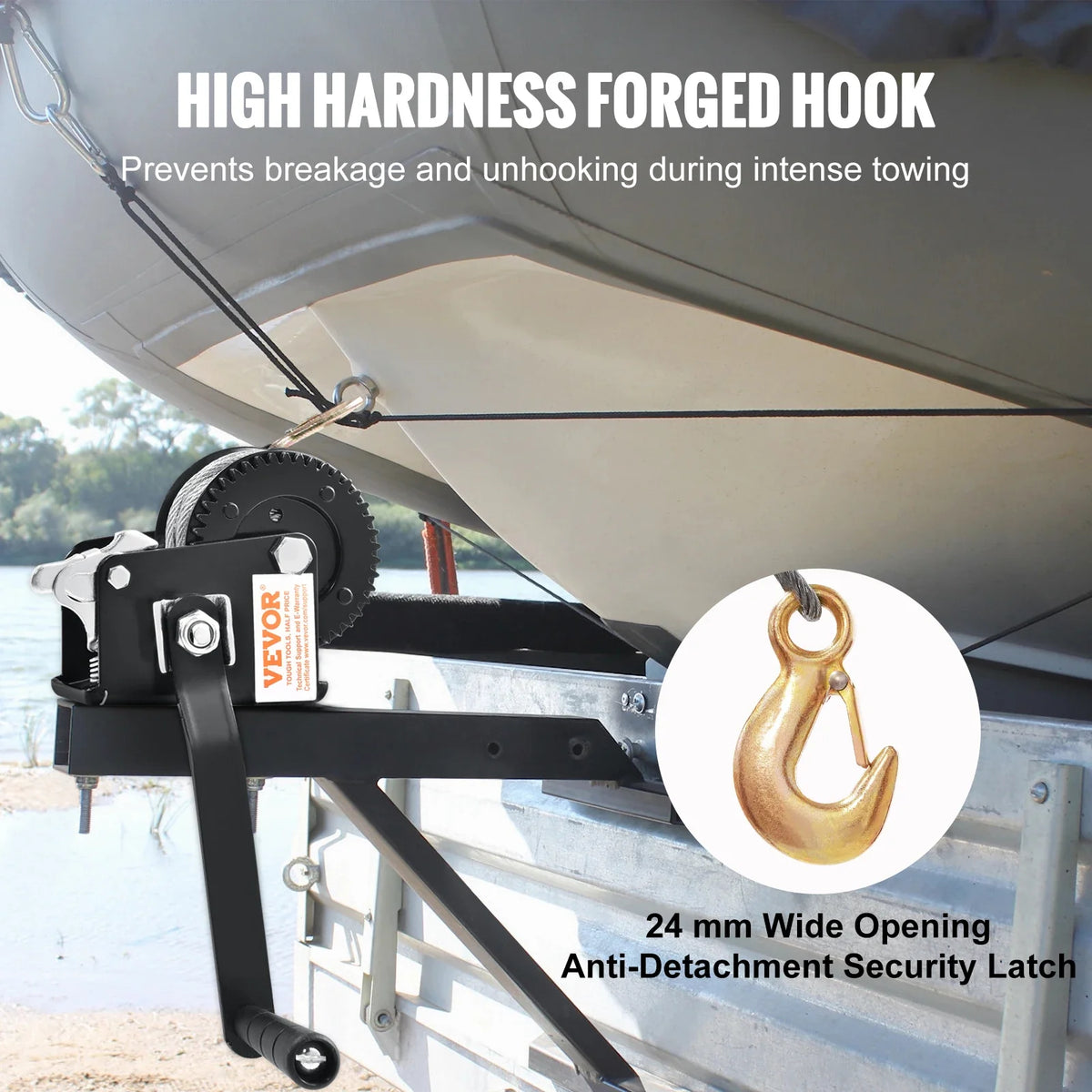 Hand Winch 800 lbs/3500 LBS Capacity Brake Winch W/ 33 ft Steel Rope Traction Hoisting Hand Winch for ATVs Boats Trailers