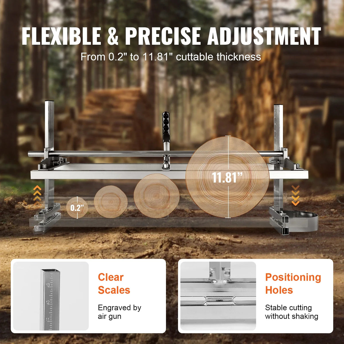 Chainsaw Mill Portable Sawmill 14"-36" Guide Bar 0.2"-11.81" Thickness Chainsaw Mill Wood Lumber Cross Cutting Saw Mill