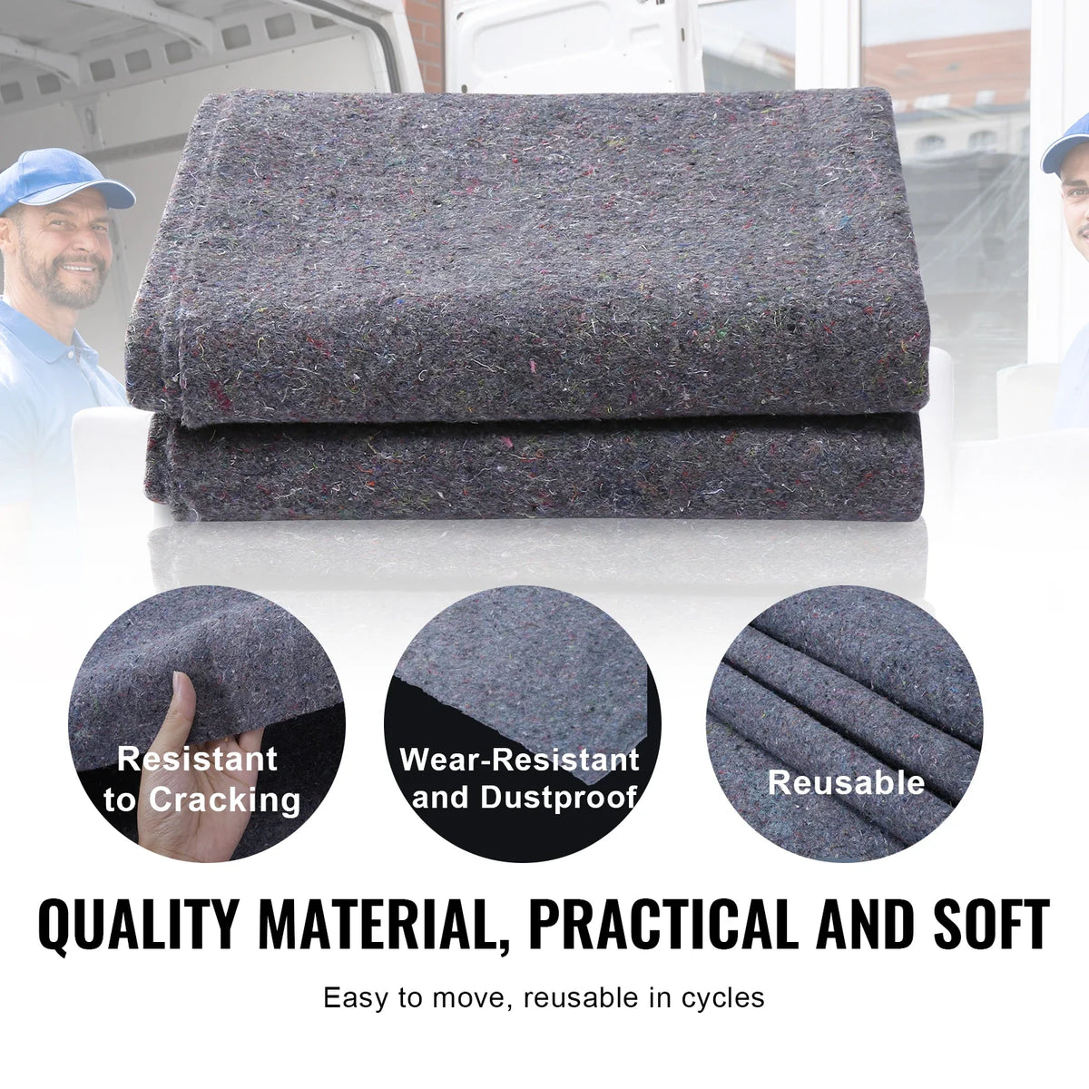 12/24 Packs Moving Blanket Recycled Cotton Heavy Duty Packing Shipping Mover Pads for Protect Furniture Floors Appliances