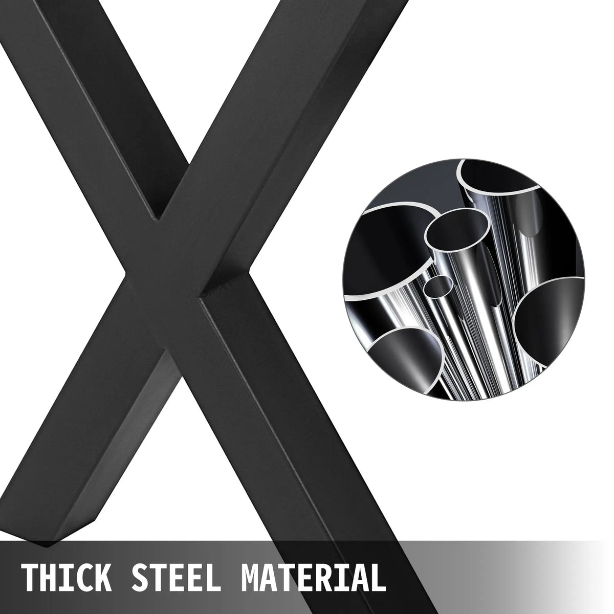 Set of 2 Steel Table Legs,28x30x3.1 Inch Black Industrial Country Style Metal Dining Legs ,Section X Frame Table Legs