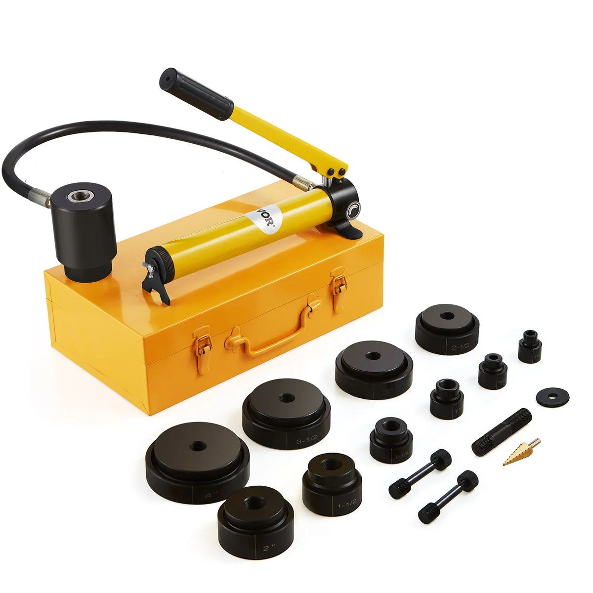 15Ton Hydraulic Knockout Punch Driver Kit 1/2"-4" w/ 10 Dies Carbon Steel Sheet Hole Opener Repair Tool Manuel Hole Digger