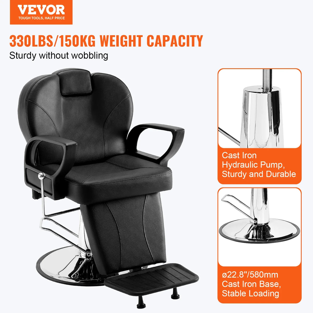 Salon Chair Hydraulic Recliner Barber Chair for Hair Stylist 360 Degrees Swivel 90°-130° Reclining Salon Chair Spa Shampoo