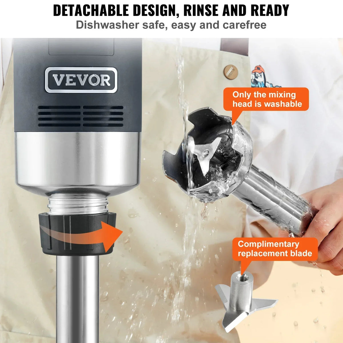Commercial Immersion Blender 500W 12/20inch Heavy Duty Hand Mixer Kitchen Stick Mixer for Soup Smoothie Puree Baby Food