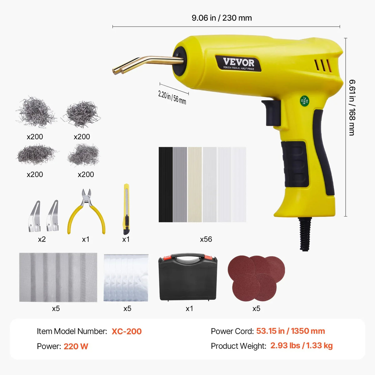 Plastic Welding Kit 220W Plastic Welder Gun with 800/1200 PCS Hot Staples Professional Hot Staple Welding Gun for Repair