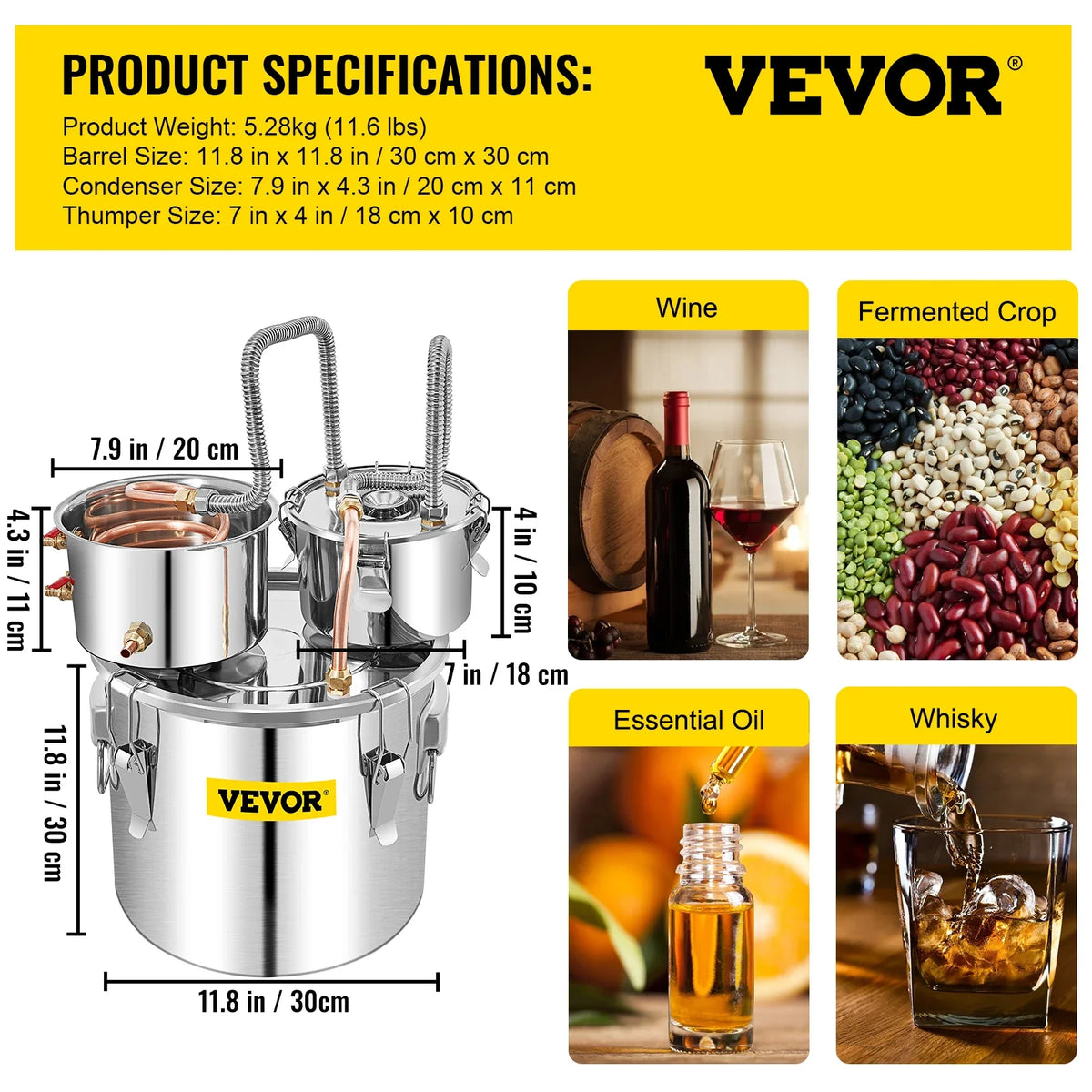 Distiller Alcohol Brewing Still 12/20/30/50L Stainless Steel Alcohol Distiller Wine Making Boiler for Whisky Beer Brandy