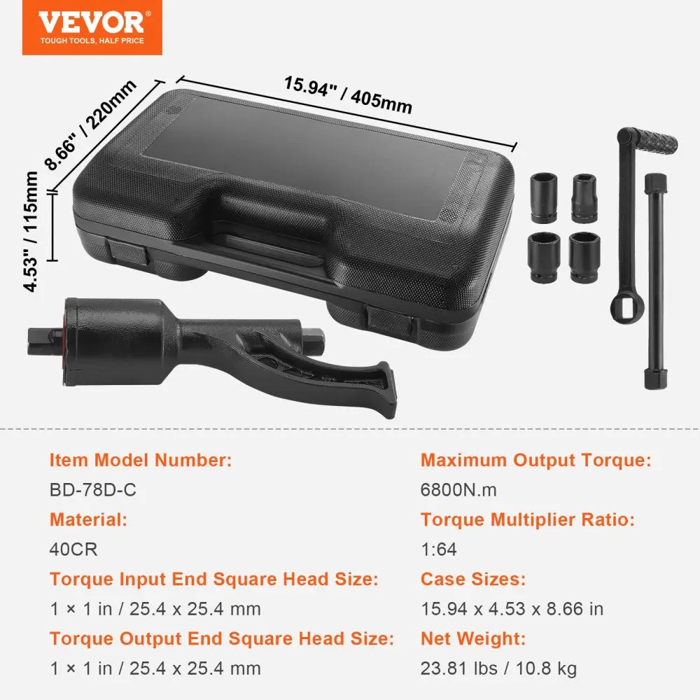 1/58 1/64 Torque Wrench Set 4/8 Socets Multiplier Drive Lug Nut Wrench/Multiplier Heavy Duty Torque Multiplier with Case