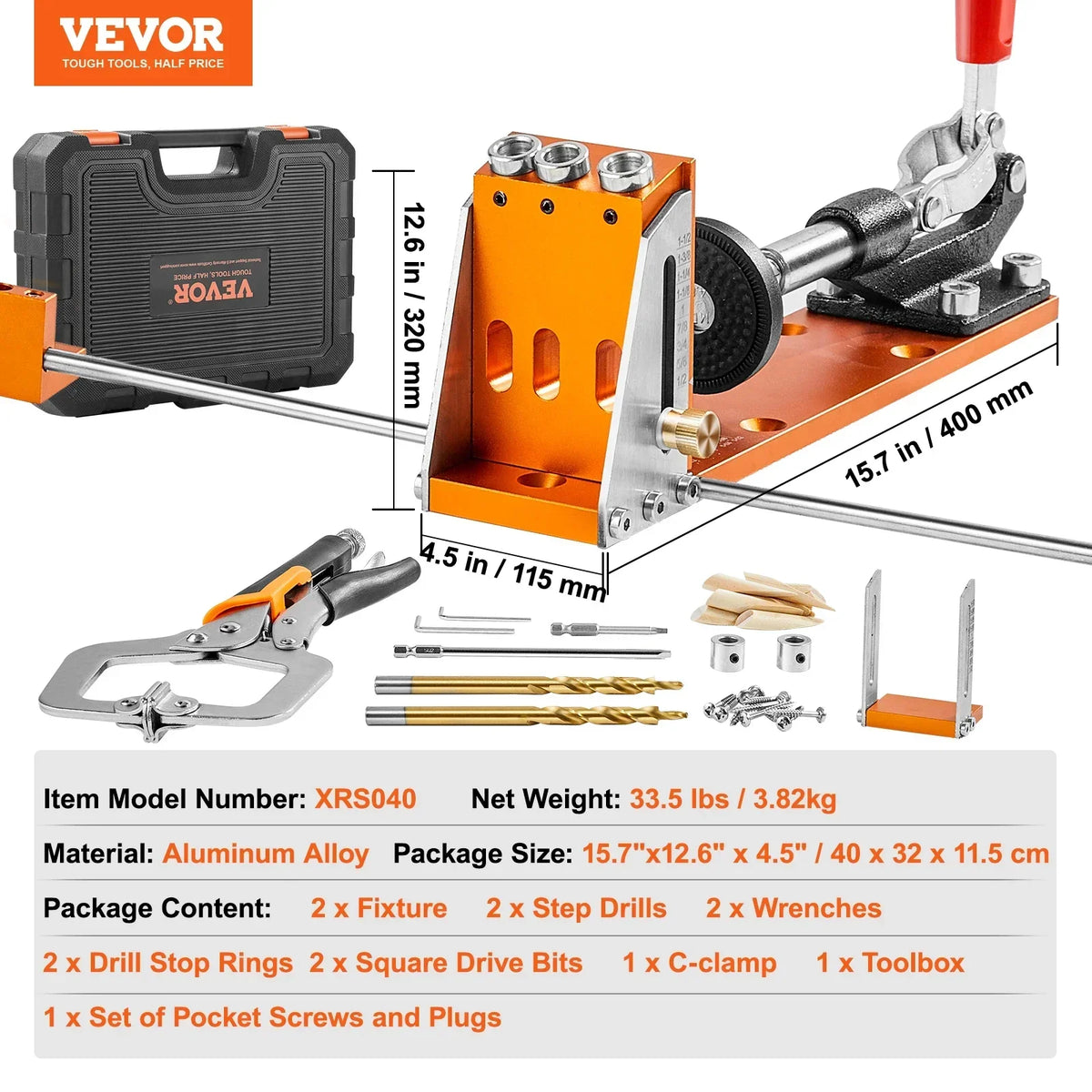 30 Pcs Pocket Hole Jig Kit Adjustable & Easy to Use Pocket Hole Jig System with Step Drills Wrenches Drill Stop Rings