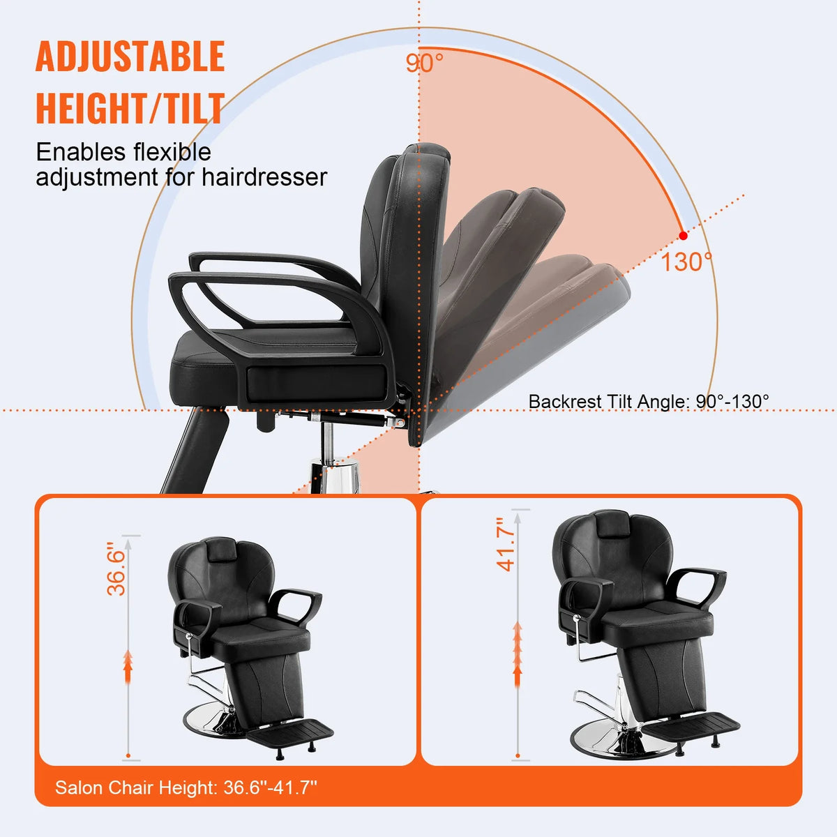 Salon Chair Hydraulic Recliner Barber Chair for Hair Stylist 360 Degrees Swivel 90°-130° Reclining Salon Chair Spa Shampoo