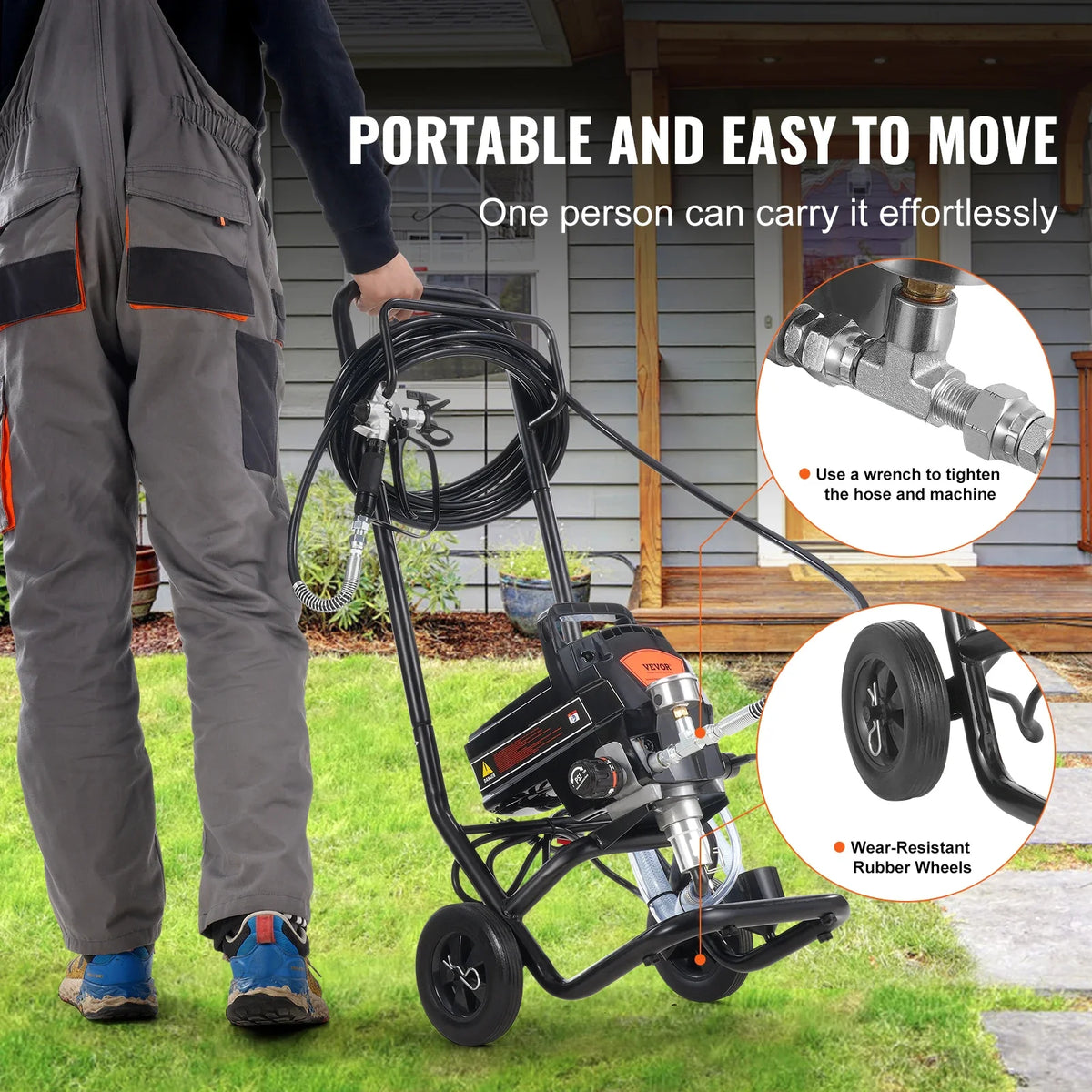 Stand Airless Paint Sprayer 950W 3000PSI Electric Airless Sprayer With Cart Fine Paint Sprayers for Furniture and Fences