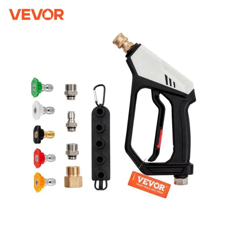 Short Pressure Washer Gun 5000 PSI High Power Outlet Hose Connector Foam Gun 5 Color Quick Connect Nozzles