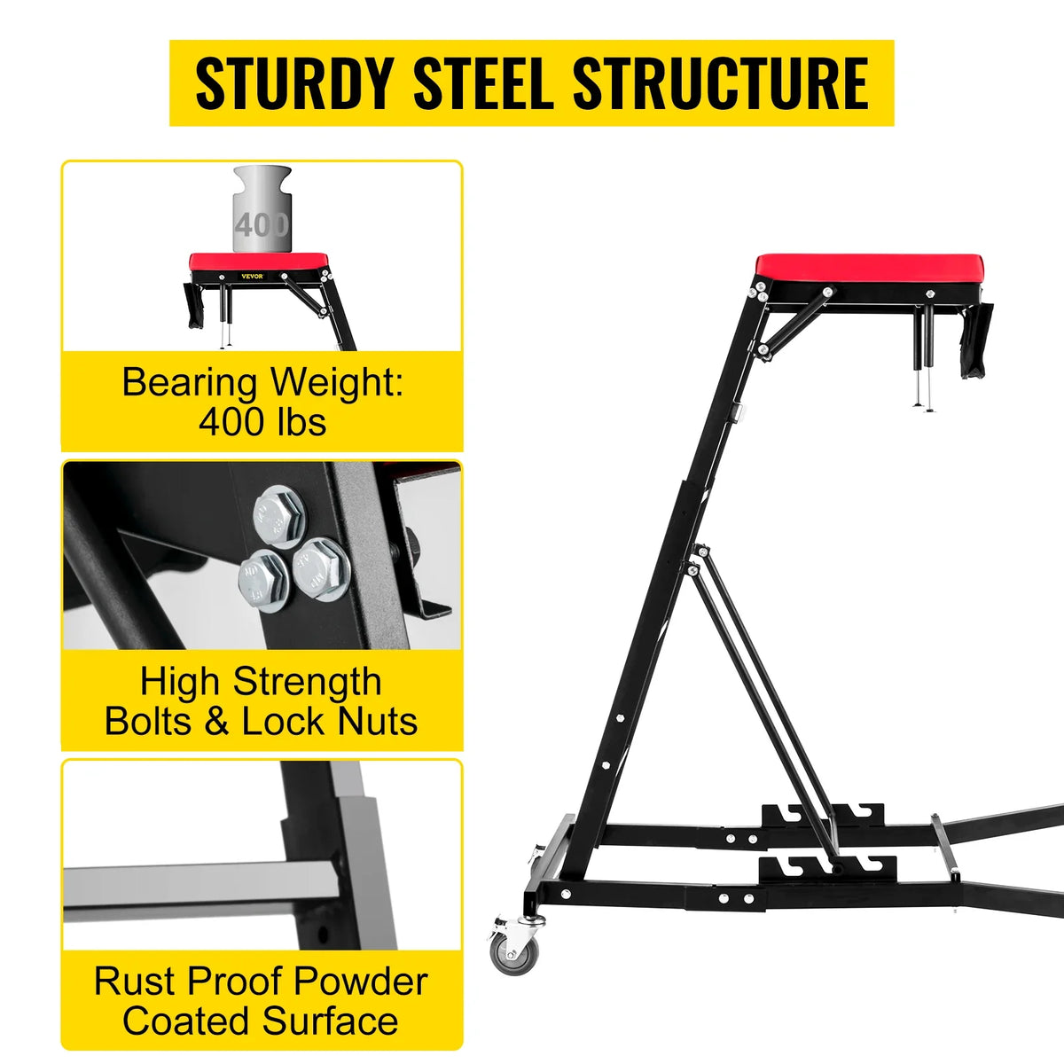 Topside Foldable Automotive Engine Creeper With 4 Swivel Casters Adjustable 3 Tilt Angle Height for Jeep Pickup Truck Van