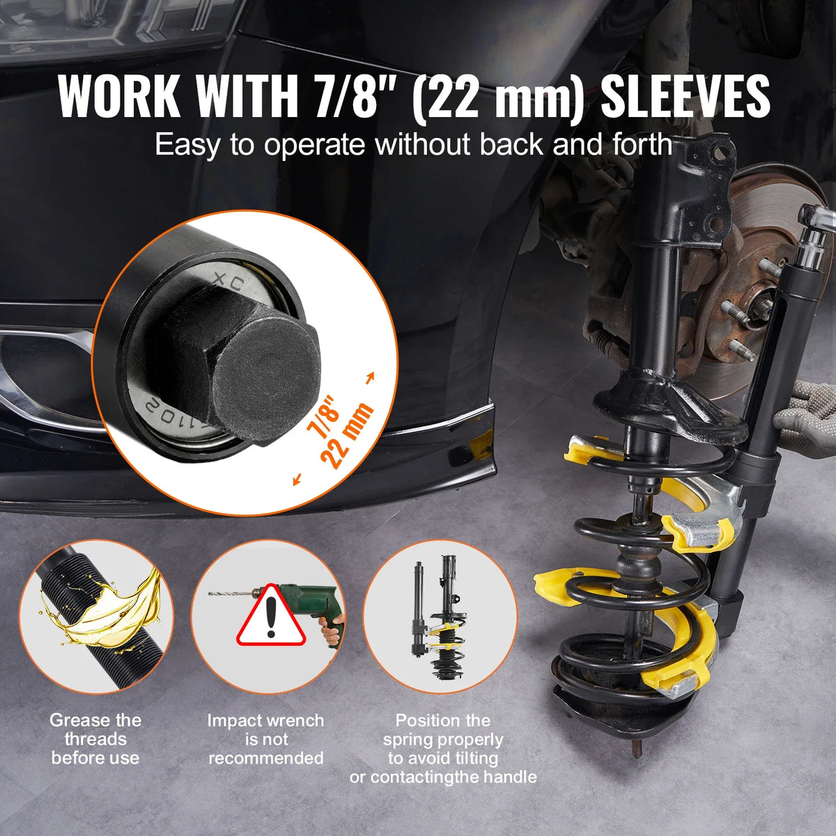 Strut Spring Compressor Set Macpherson Strut Spring Compressor Kit Interchangeable Fork Strut Coil Extractor Remover Tool