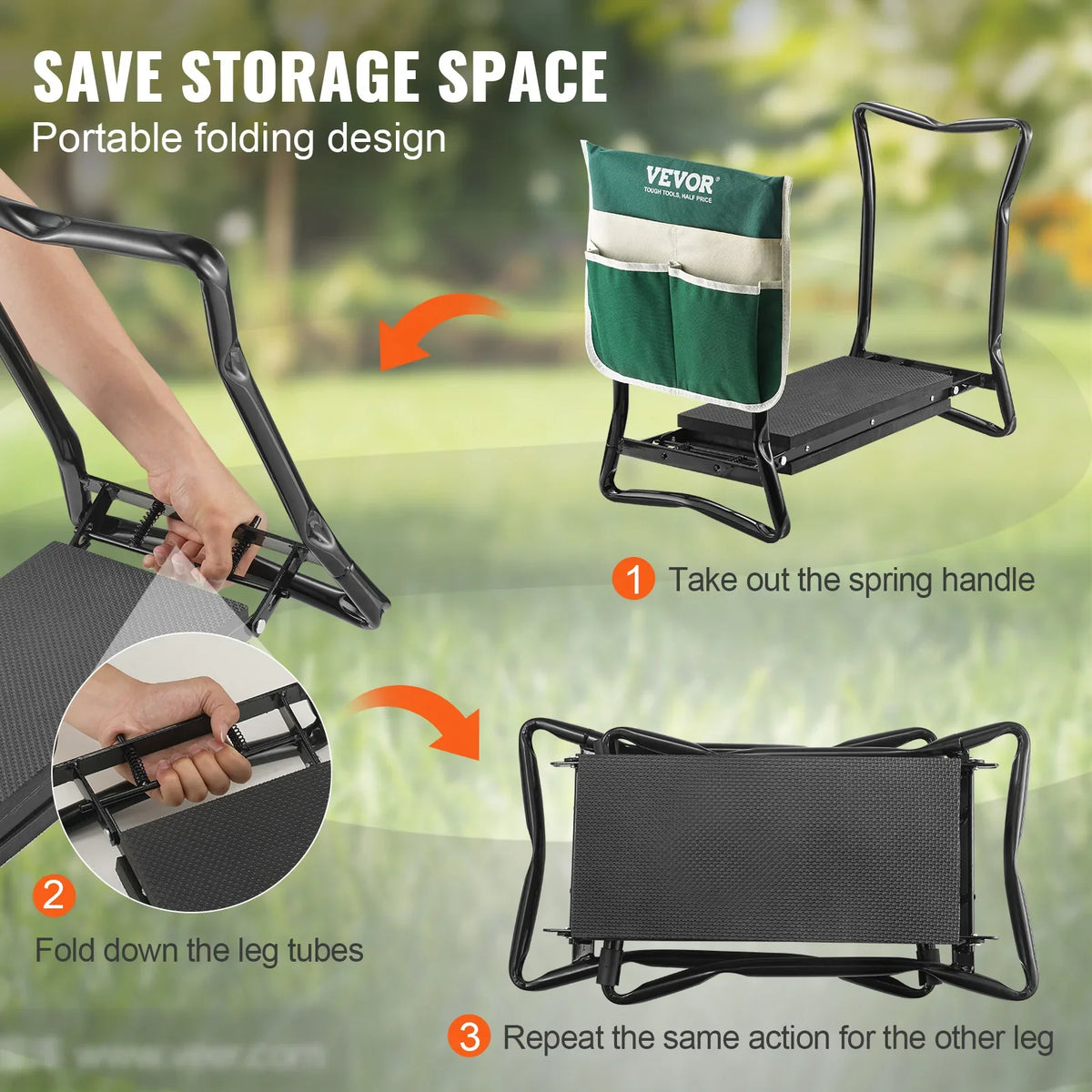 Garden Kneeler and Seat 330 lbs Load Capacity 8/10" EVA Wide Pad Foldable Garden Stool Kneeling Bench for Gardening