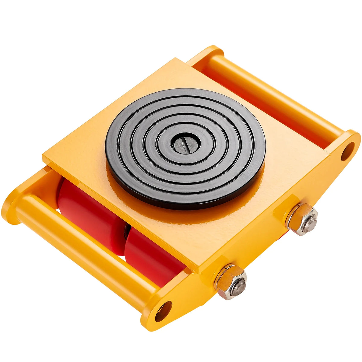 Machinery Skate Dolly,6T Heavy Duty Carbon Steel Machinery Moving Skate with 4 PU Wheels and 360° Rotation Non-Slip Cap