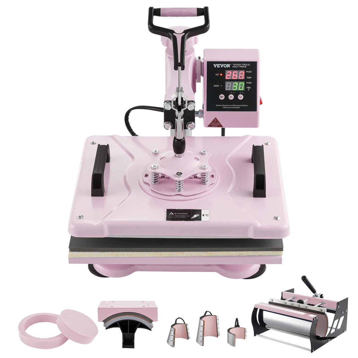 Heat Press Machine 12x15in 8-in-1 Heat Transfer Machine w/6-30oz Tumbler Press 360° Swing Away T-Shirt Pressing for Mugs