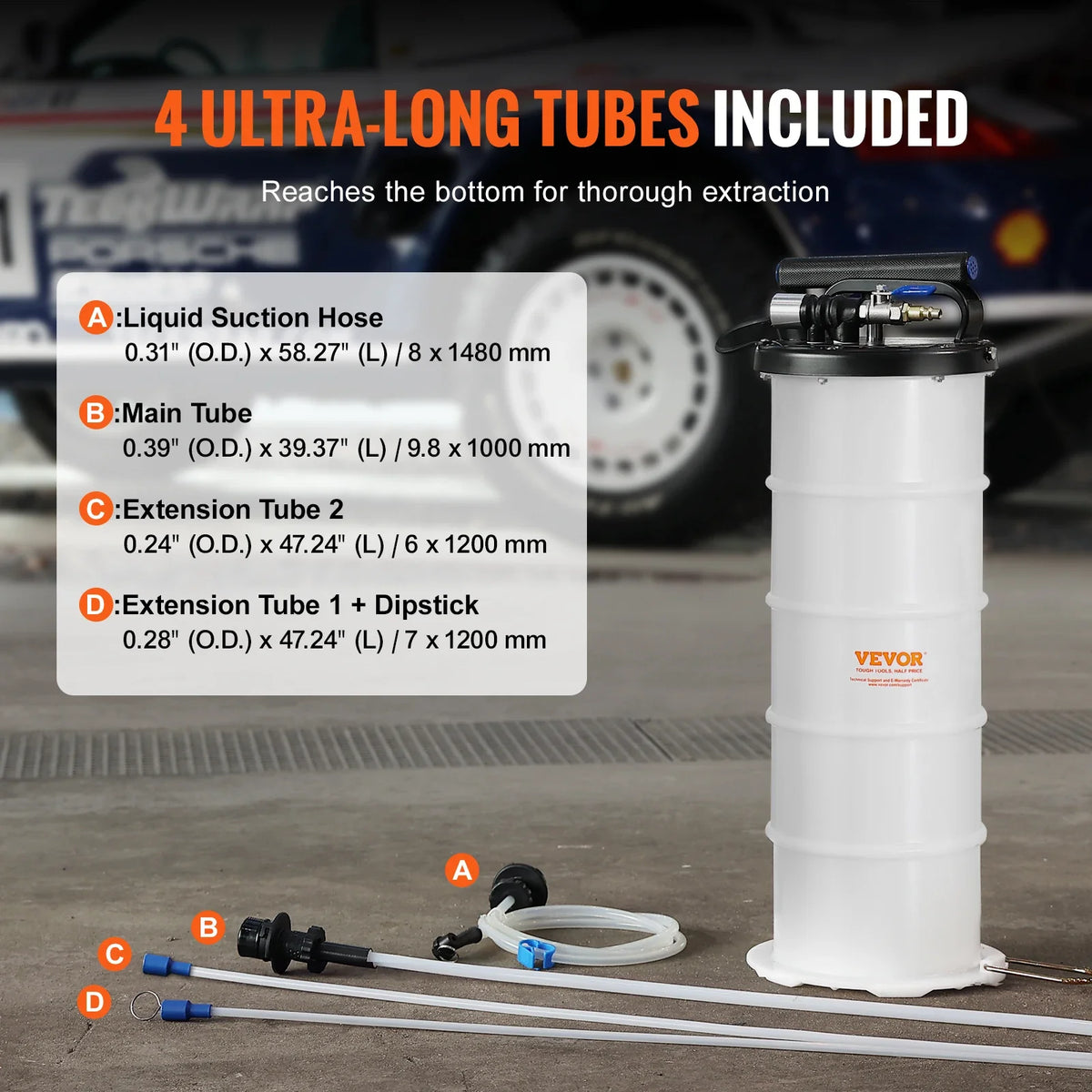 6.5L Pneumatic/Manual Fluid Extractor with Suction Hose Oil Changer Pump for Automotive Fluids Vacuum Evacuation