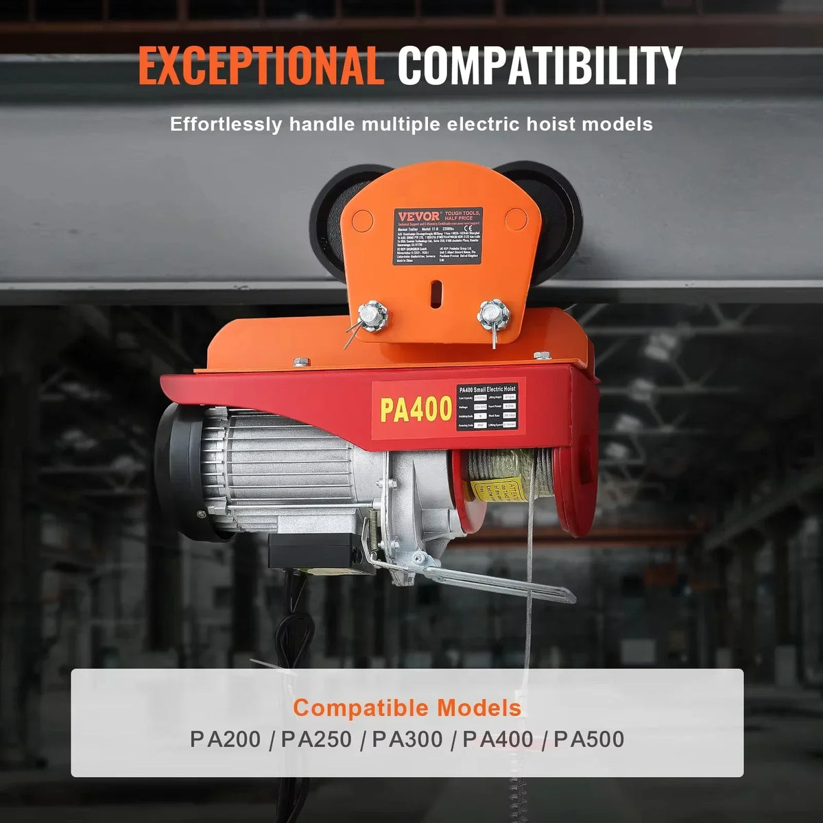 Electric Hoist Manual Trolley 0.5/1 Ton Capacity for PA200 PA250 PA300 PA400 PA500 Push Beam Trolley with Dual Wheels