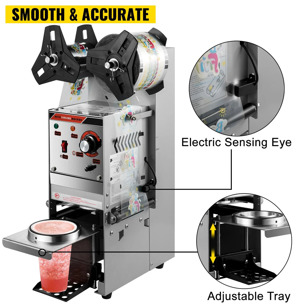 Semiautomatic Cup Sealing Machine,300-500 Cup/h,90/95mm Cup Diameter Boba Cup Sealing Machine w/Control Panel,for Milk Tea