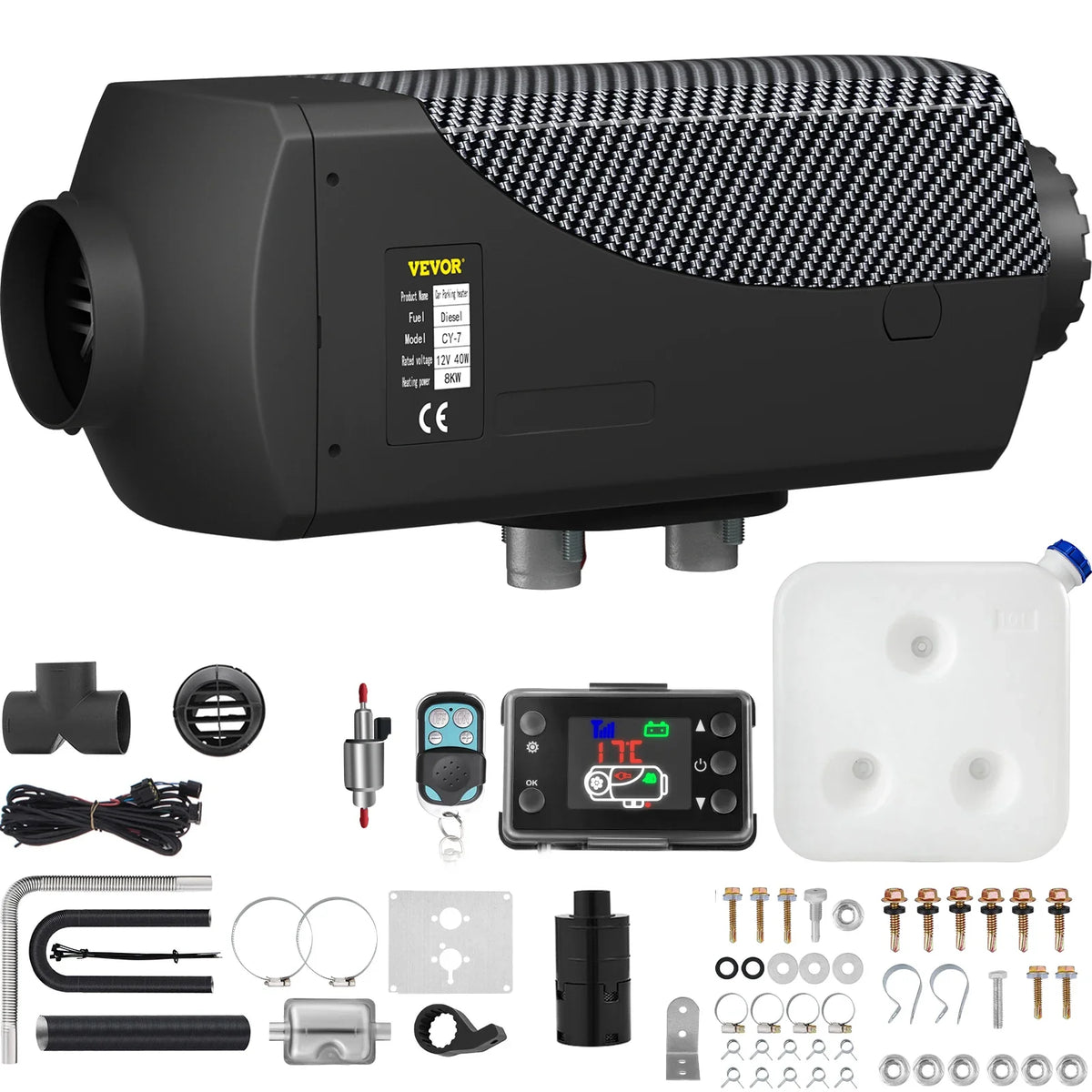 8KW Diesel Air Heater Muffler Diesel Heater 12V Remote Control Parking Heater with LCD Switch for Car Trucks Motor-home