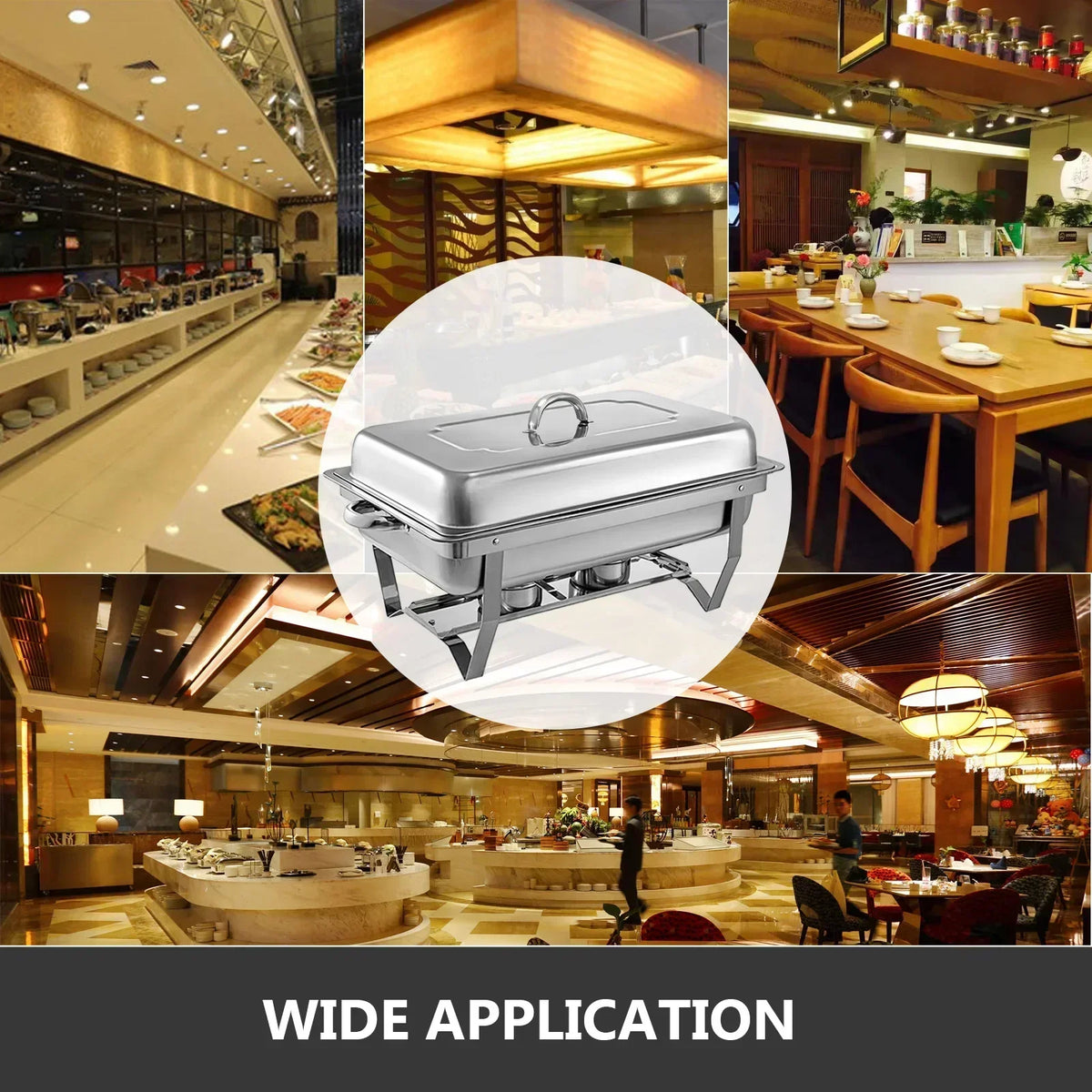 9L/8 Quart Chafing Dishes Buffet Stove Food Warmer Stainless Steel Foldable for Self-Service Restaurant Catering Parties