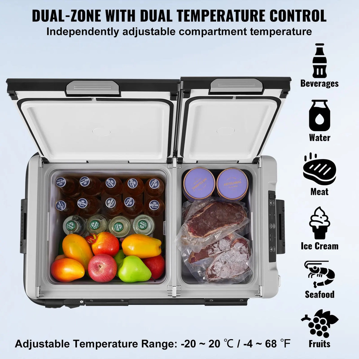 Portable Car Refrigerator Freezer Fridge Compressor 40L 115L 95L 50L 58L 36L Dual Zone for Home Outdoors RV Boat Camping