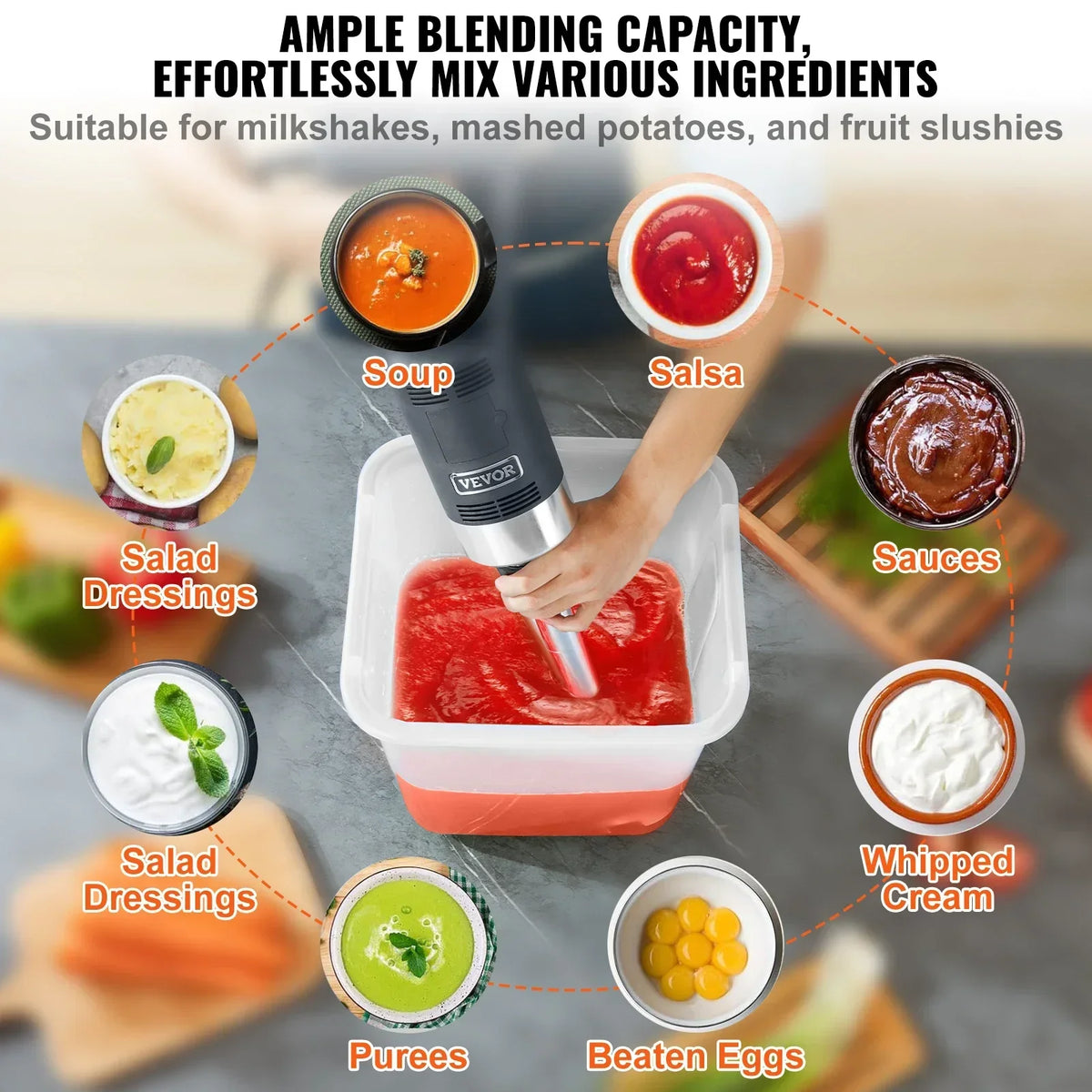 Commercial Immersion Blender 500W 12/20inch Heavy Duty Hand Mixer Kitchen Stick Mixer for Soup Smoothie Puree Baby Food