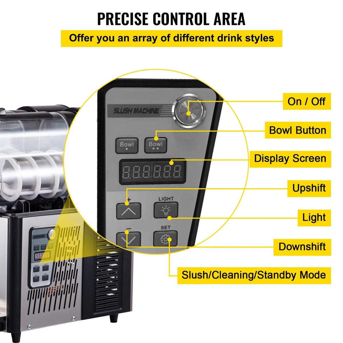 Commercial Slushy Machine, 3LX2 Tank Slush Drink Maker, 370W Frozen Drink Machine with Temperature Preservation, Black