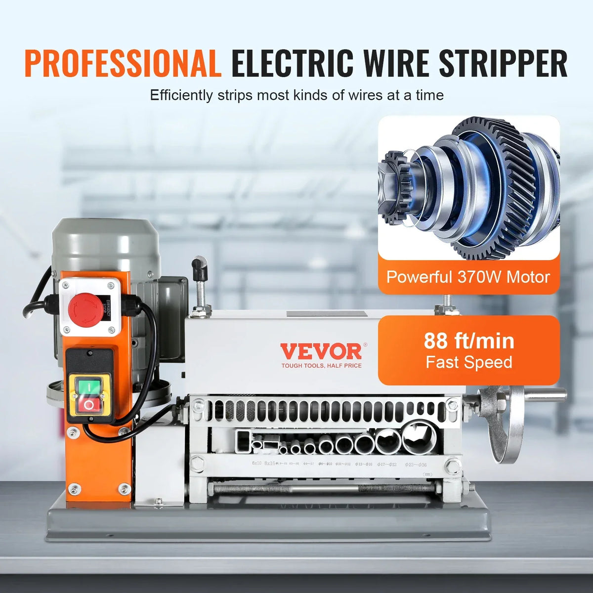 Electric / Manual Wire Stripping Machine Cable Stripper Wire Peeler 370W 1.5-36mm 11 Channels for Scrap Copper Recycling