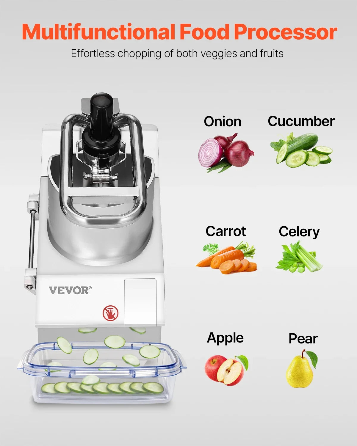 Food Processor & Vegetable Chopper,2 Feeding Holes Food-Grade Stainless Steel Food Processor Chopper w/Detachable 6 Blades