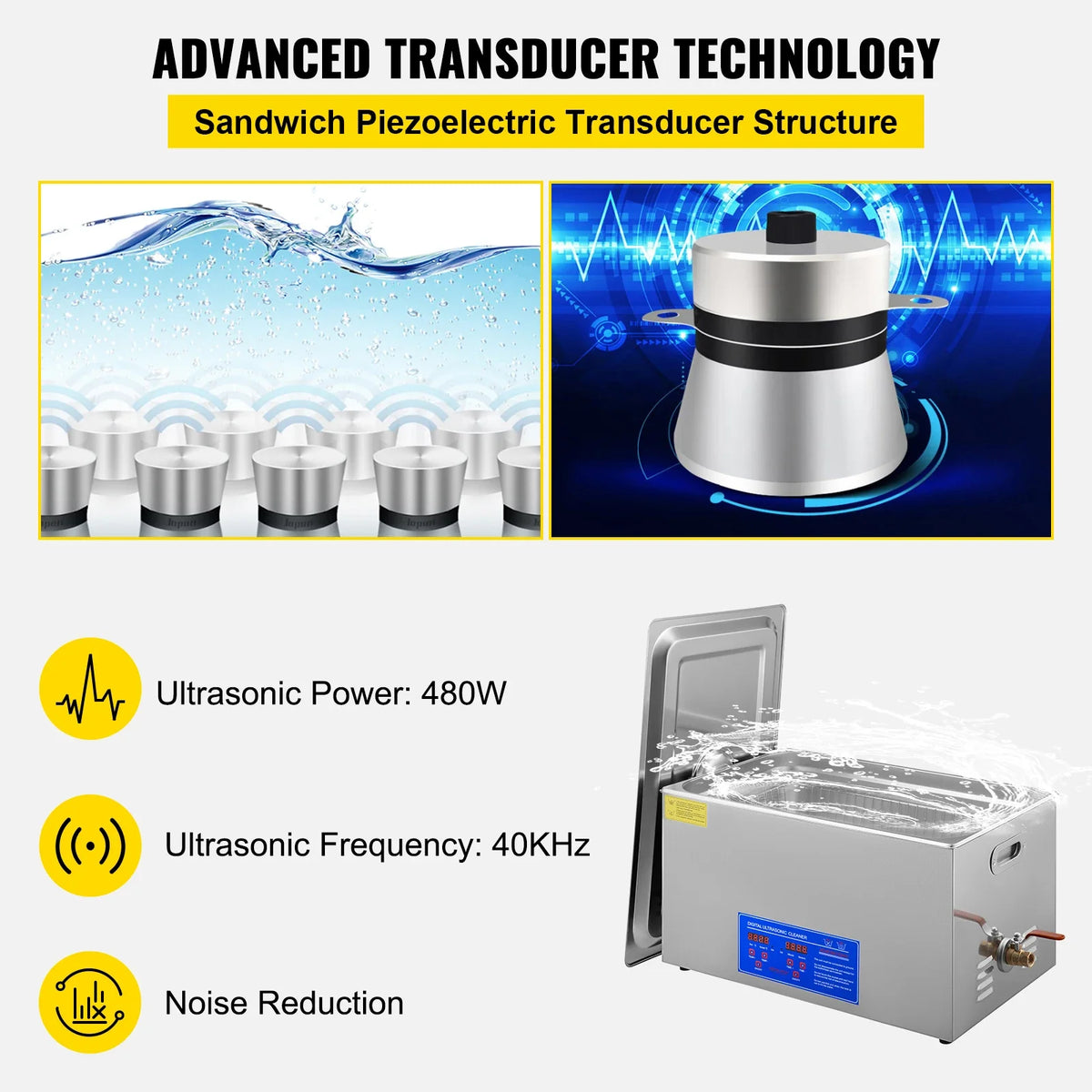 22L Ultrasonic Cleaner Machine Stainless Steel Ultrasonic Cleaning Machine Digital Heater Timer Jewelry Cleaning for Home