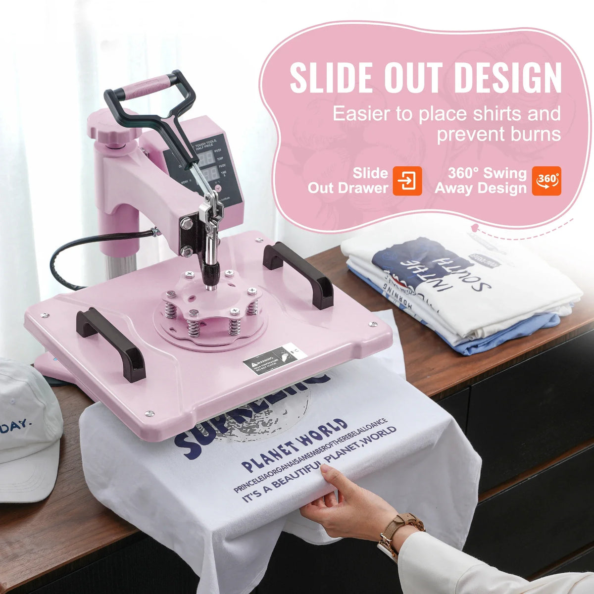 Heat Press Machine 12x15in 8-in-1 Heat Transfer Machine w/6-30oz Tumbler Press 360° Swing Away T-Shirt Pressing for Mugs