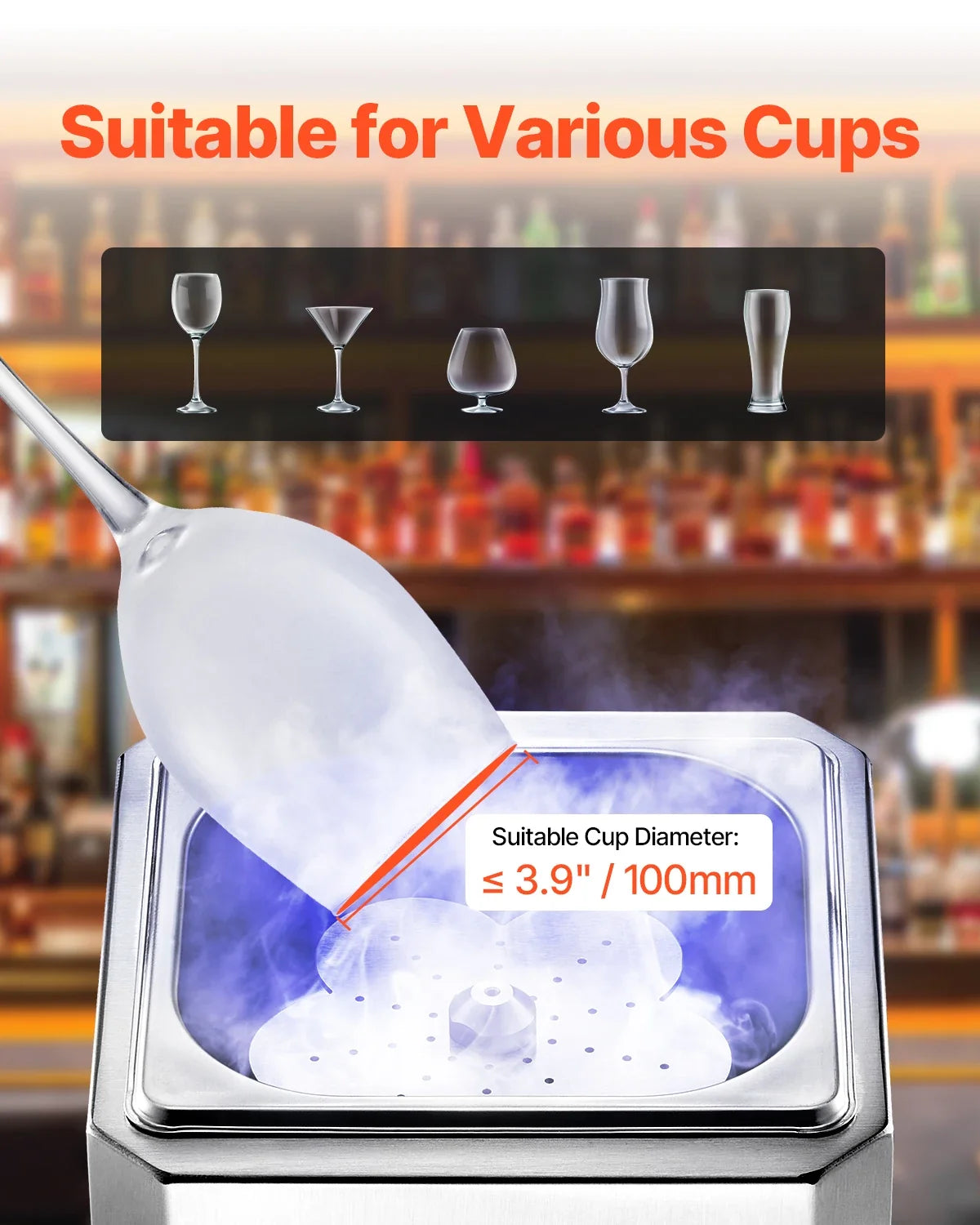 Glass Froster Chiller, CO2 Beer Glass Froster, 8-10 Seconds/Cup with LED Light, Instant Glass Chiller for Wine, Cocktail