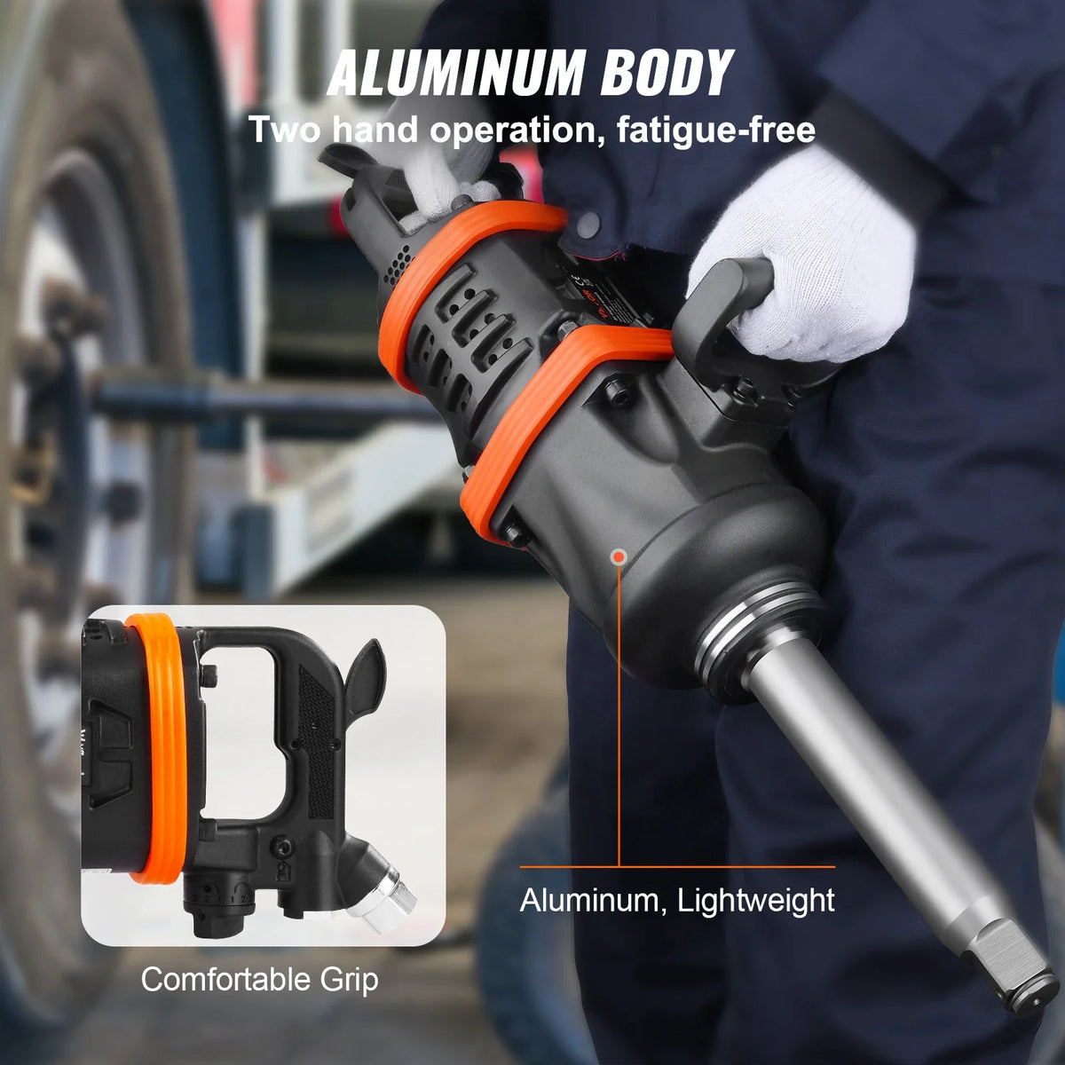 Air Impact Wrench Reverse Torque Pneumatic Impact Gun with 8 Inch Extended Anvil for Changing Tire Auto Repair Maintenance