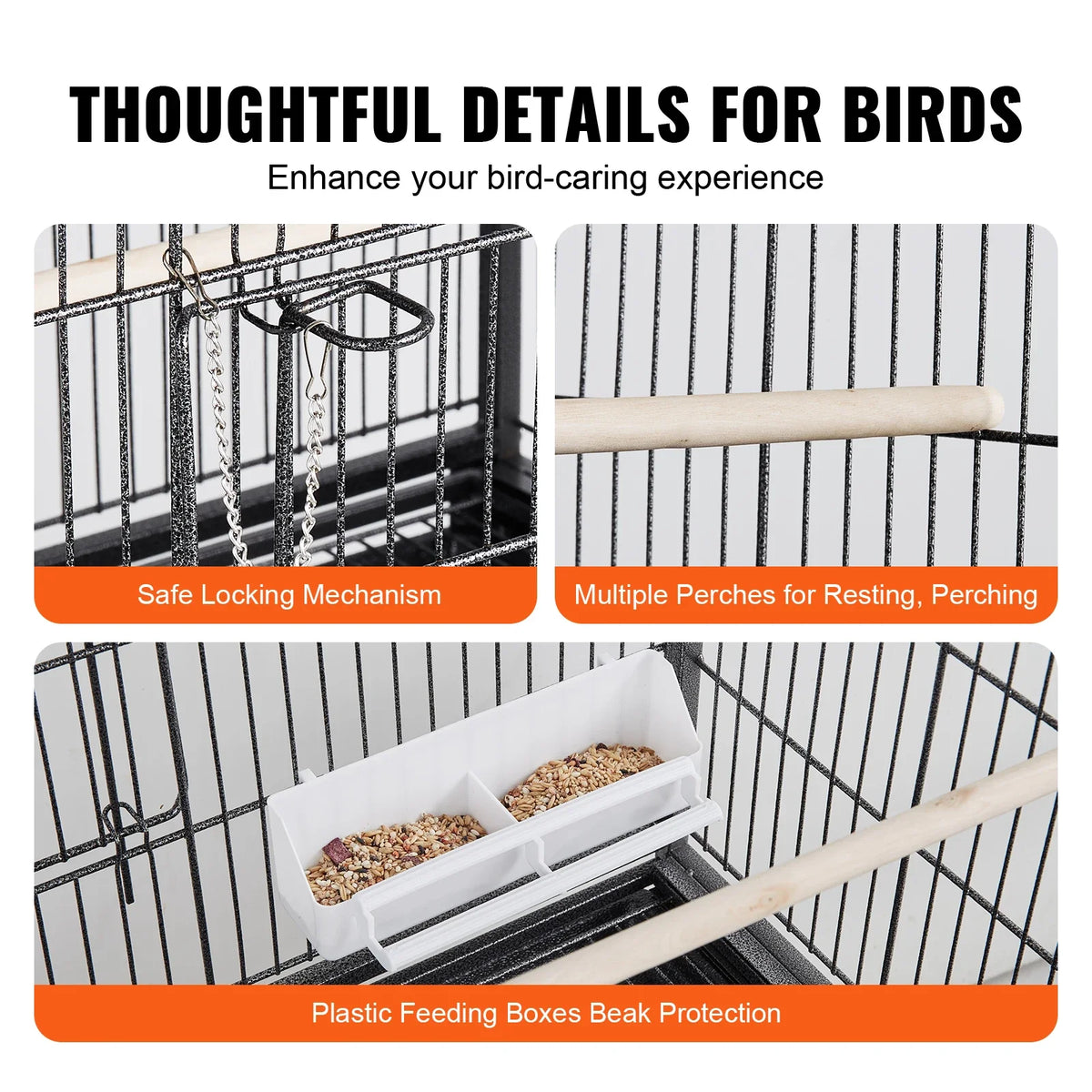 52inch Standing Large Bird Cage Carbon Steel Flight Bird Cage for Parakeets/Cockatiels/Parrots/Macaw with Rolling Stand