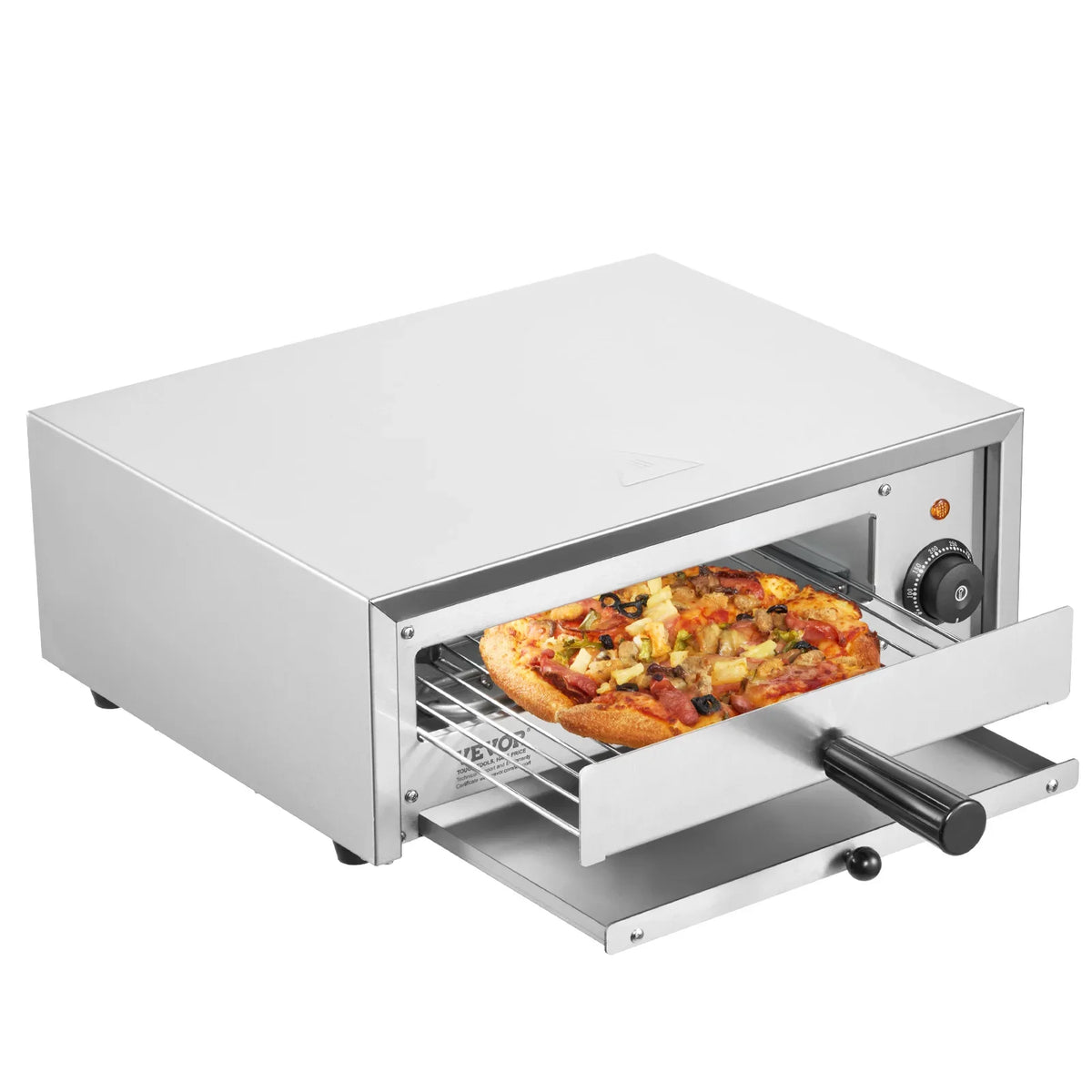 Countertop Electric Pizza Oven,12-inch,1500W,122-662℉ Temp Range,Stainless Steel Construction and Easy-to-Clean Crumb Tray