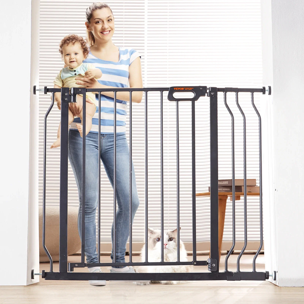 Baby Gate 29.5"-39"/ 48.4"/ 53"/ 57.8" Extra Wide 30" High Dog Gate for Stairs Doorways and House Auto Close Security Gate
