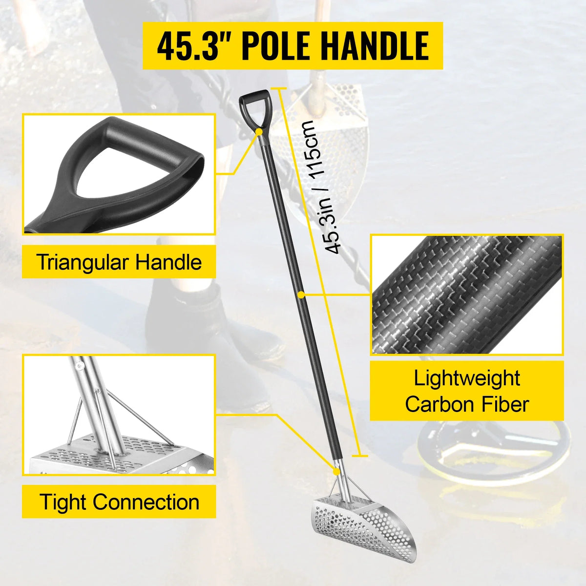 Metal Detector Sand Scoop Stainless Steel Metal Detecting Beach Scoops 10mm Hole Metal Detector Scoop for Treasure Hunting