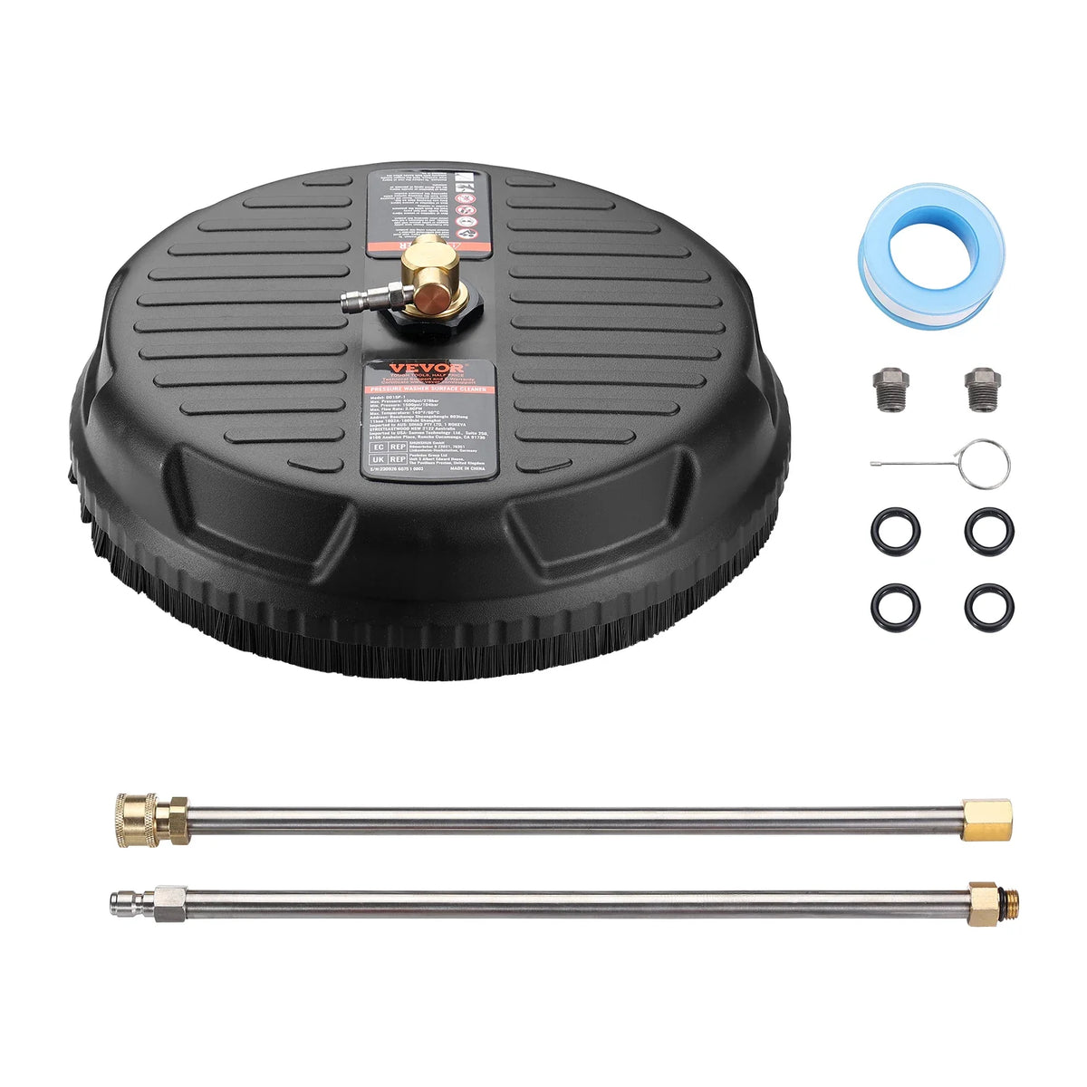 15/18/20/24" Pressure Washer Surface Cleaner w/ Handles & Wheels Stainless Steel Concrete Cleaner 4000 Max PSI for Garden
