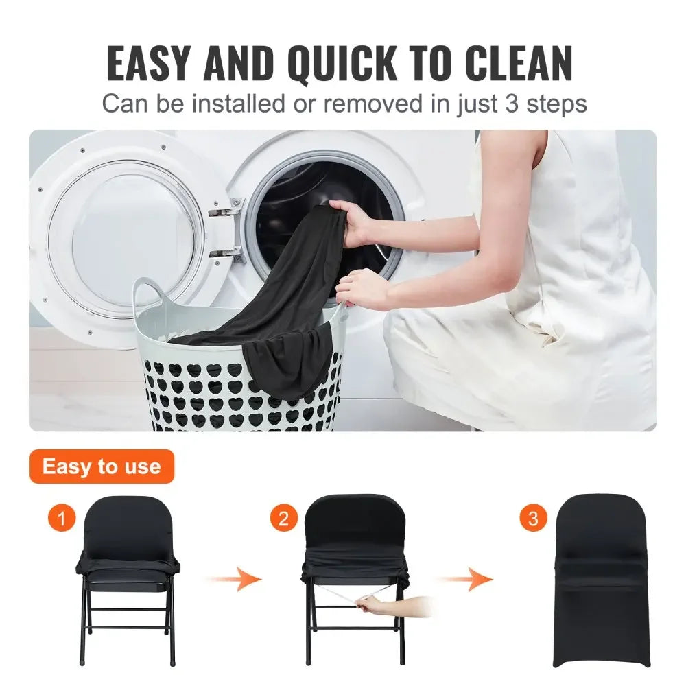 Stretch Spandex Folding Chair Covers Universal Fitted Chair Cover Removable Washable Protective Slipcovers