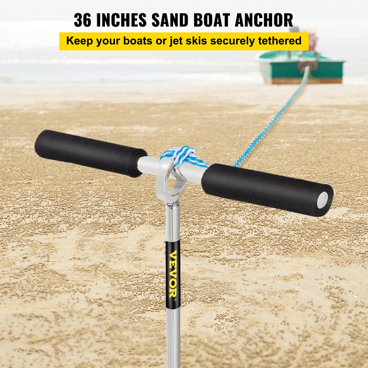 Sand Anchor, 36\" Length Auger to The Beach and Sandbar, with Removable Handle,for Jet Ski PWC Pontoon Kayak