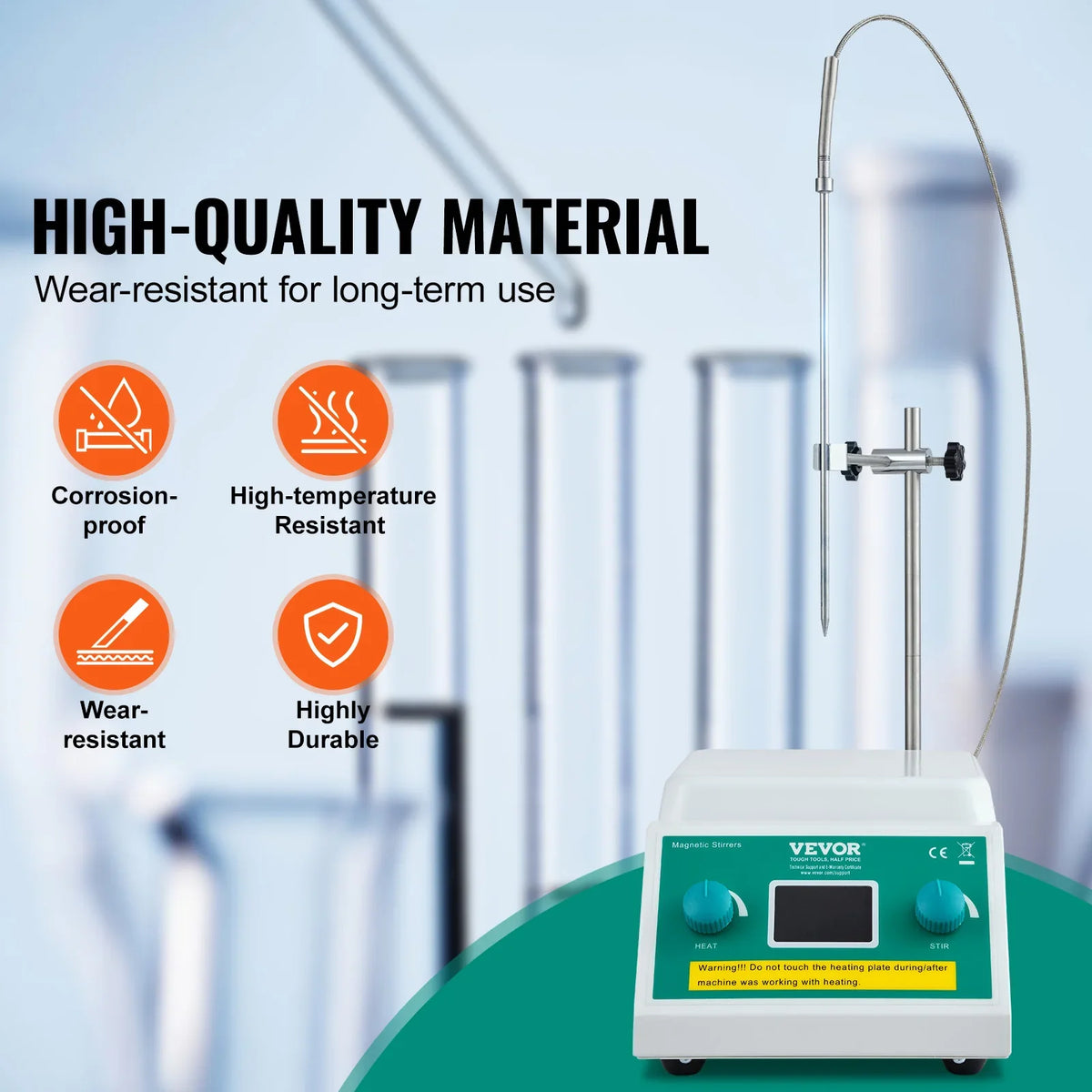 Magnetic Stirrer Hot Plate, Max 572°F/300°C, 0-2000 RPM Hot Plate w/Magnetic Stirrer,2000mL Hot Plate Stirrer w/LED Screen