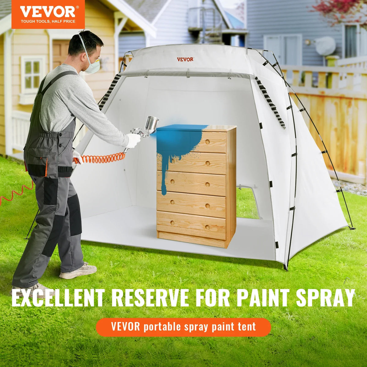 Portable Paint Booth Shelter 7.5x5.2x5.2/10x7x6ft Foldable Spray Painting Tent for Furniture Craft Project DIY Hobby Tool