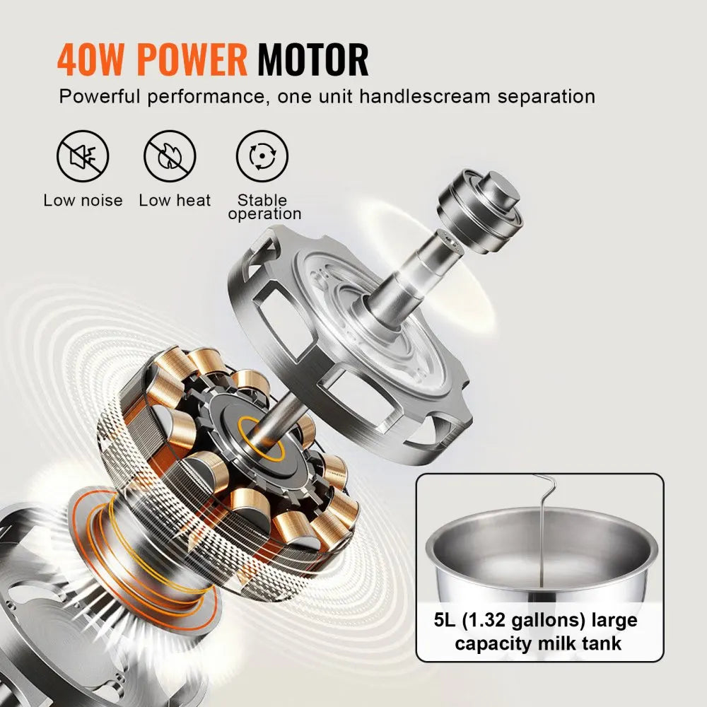 100L/H Electric Milk Cream Separator, Commercial/Household Stainless Steel Centrifugal Skimmer for Butter Making & Skimmin