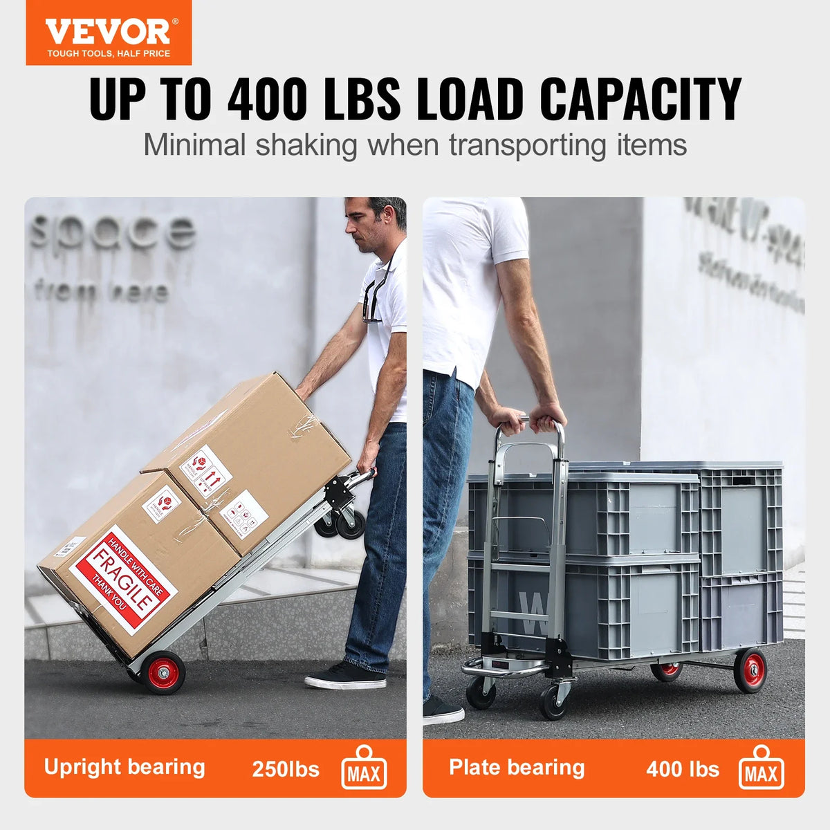 400 lbs Folding Hand Truck Lightweight Dolly with Wheels Foldable Luggage Utility Cart for Transport Moving in Warehouse