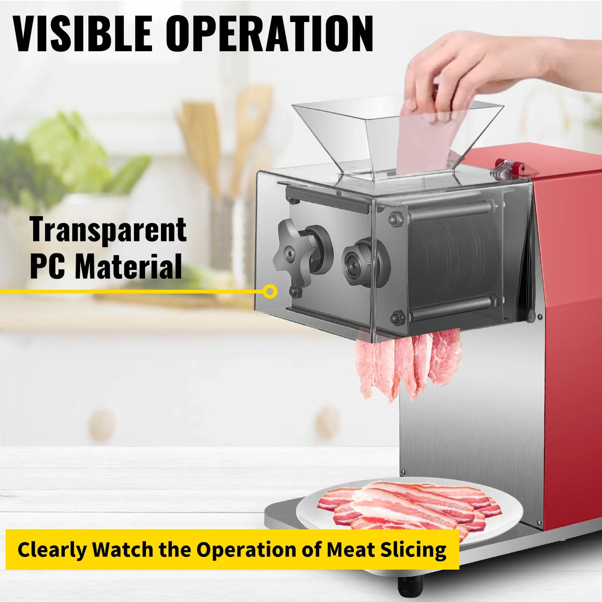 Commercial Meat Cutting Machine, 551 Lbs/H 850W Meat Shredding Machine, 3.5mm Blade Electric Meat Cutter, for Kitchen